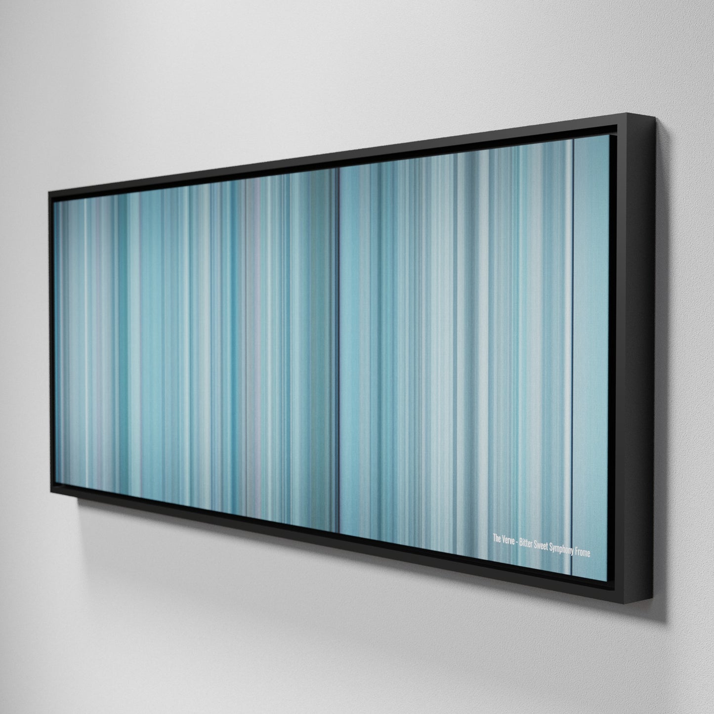 Side view of Framed Buff's of The-Verve-Bitter-Sweet-Symphony Frome on the wall