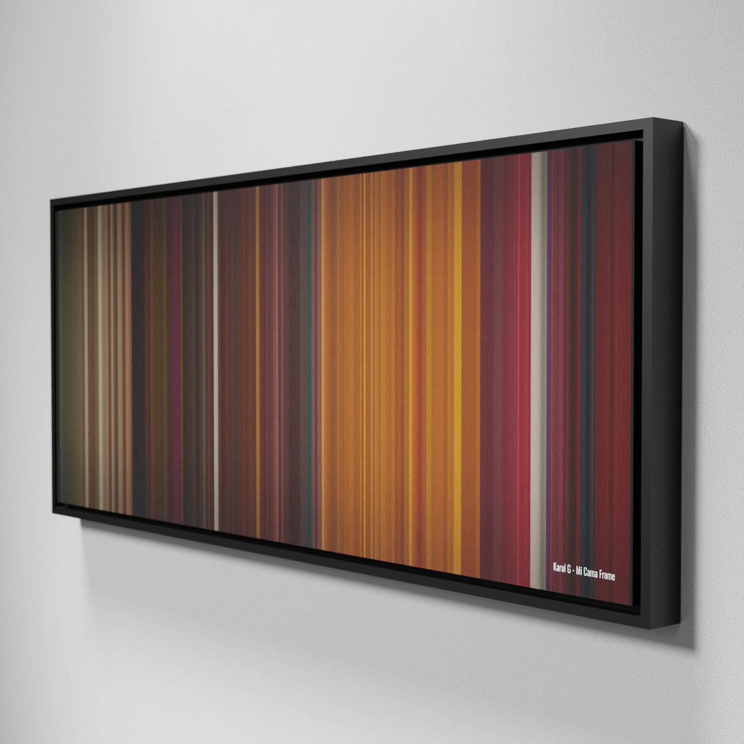 Side view of Framed Buff's of Karol-G-Mi-Cama Frome on the wall