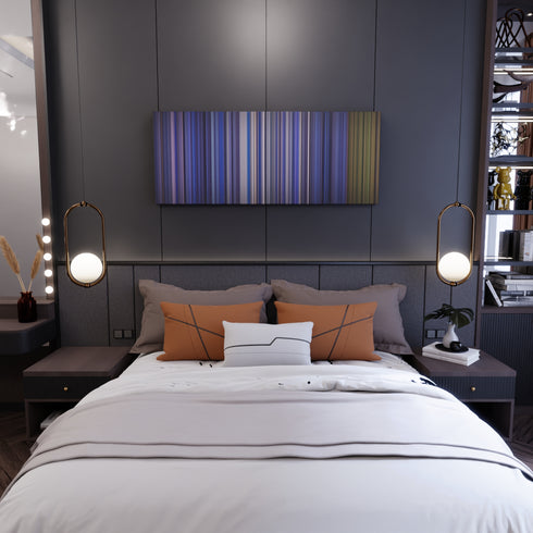 Bedroom interior with Meghan-Trainor-Like-Im-Gonna-Lose-You Frome on the wall