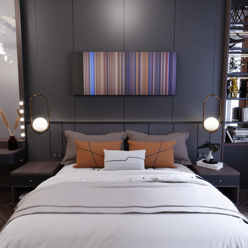 Bedroom interior with Simone--Simaria-Loka Frome on the wall