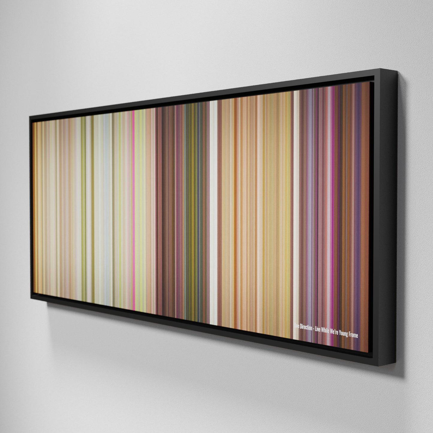 Side view of Framed Buff's of One-Direction-Live-While-Were-Young Frome on the wall