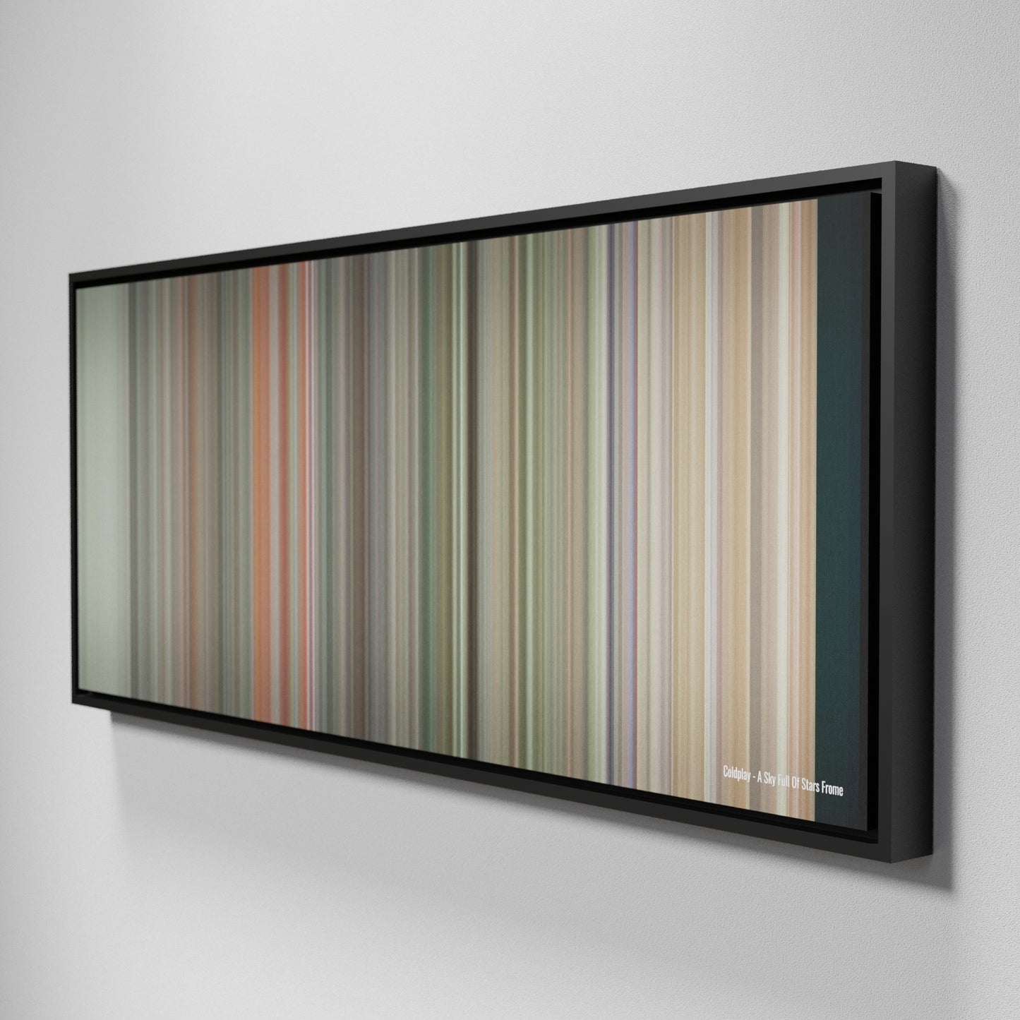 Side view of Framed Buff's of Coldplay-A-Sky-Full-Of-Stars Frome on the wall