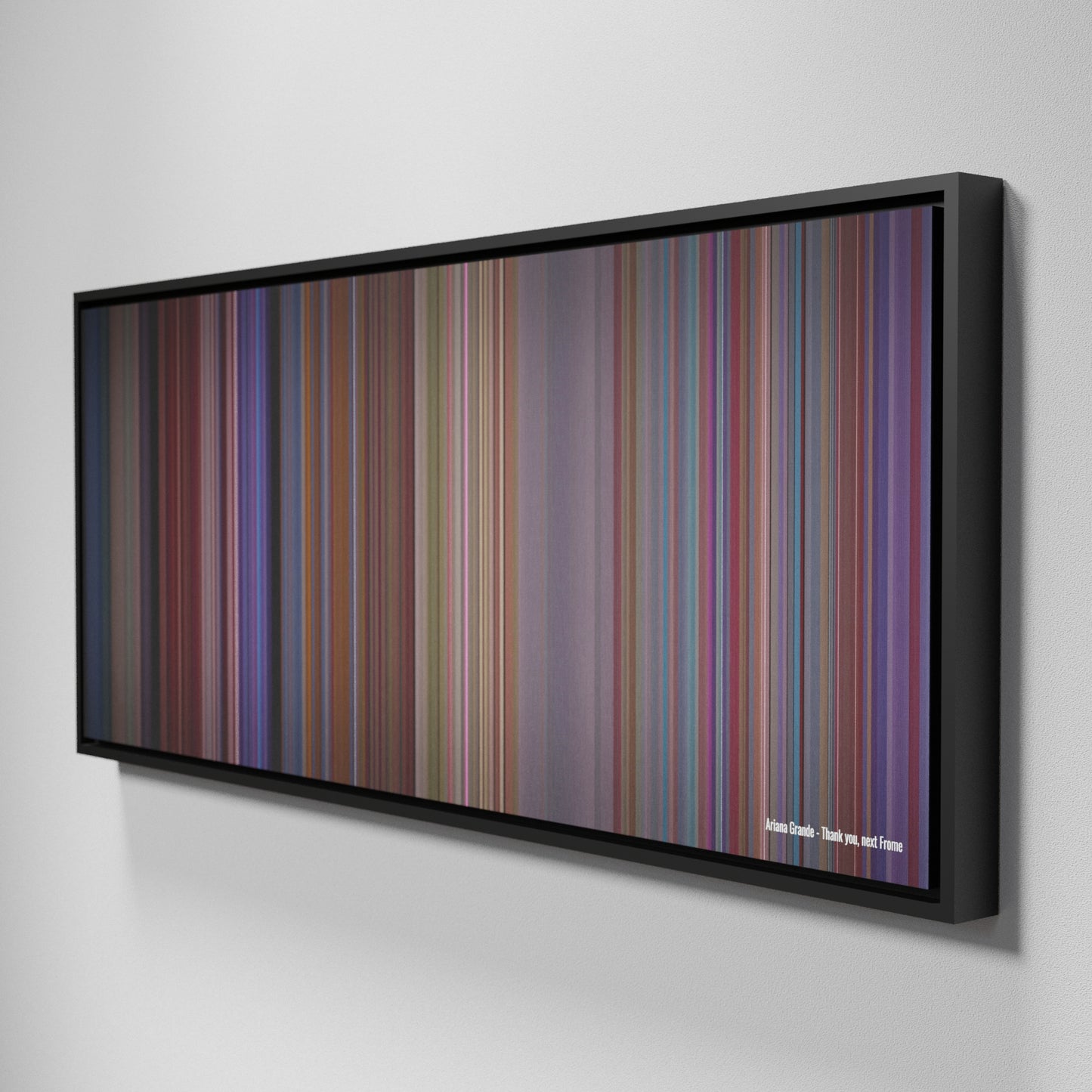 Side view of Framed Buff's of Ariana-Grande-Thank-you-next Frome on the wall