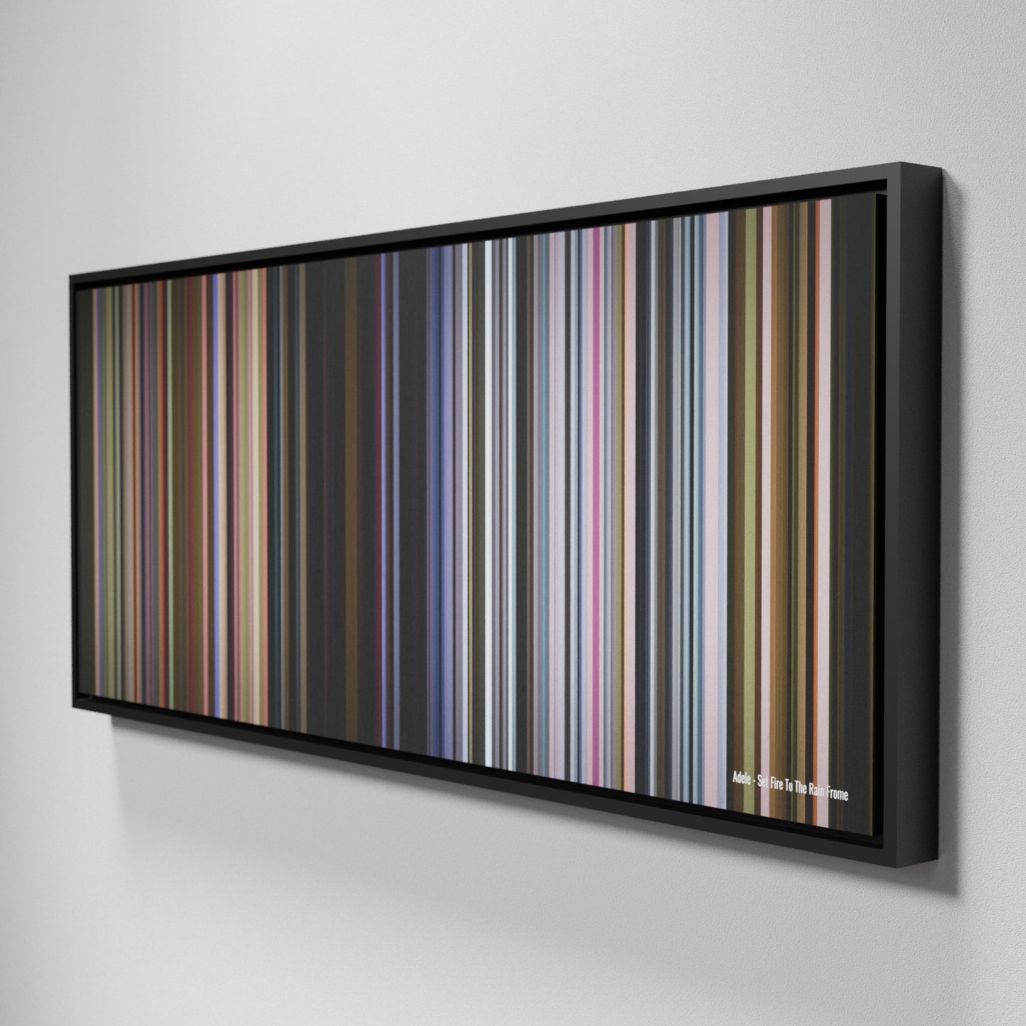 Side view of Framed Buff's of Adele-Set-Fire-To-The-Rain Frome on the wall