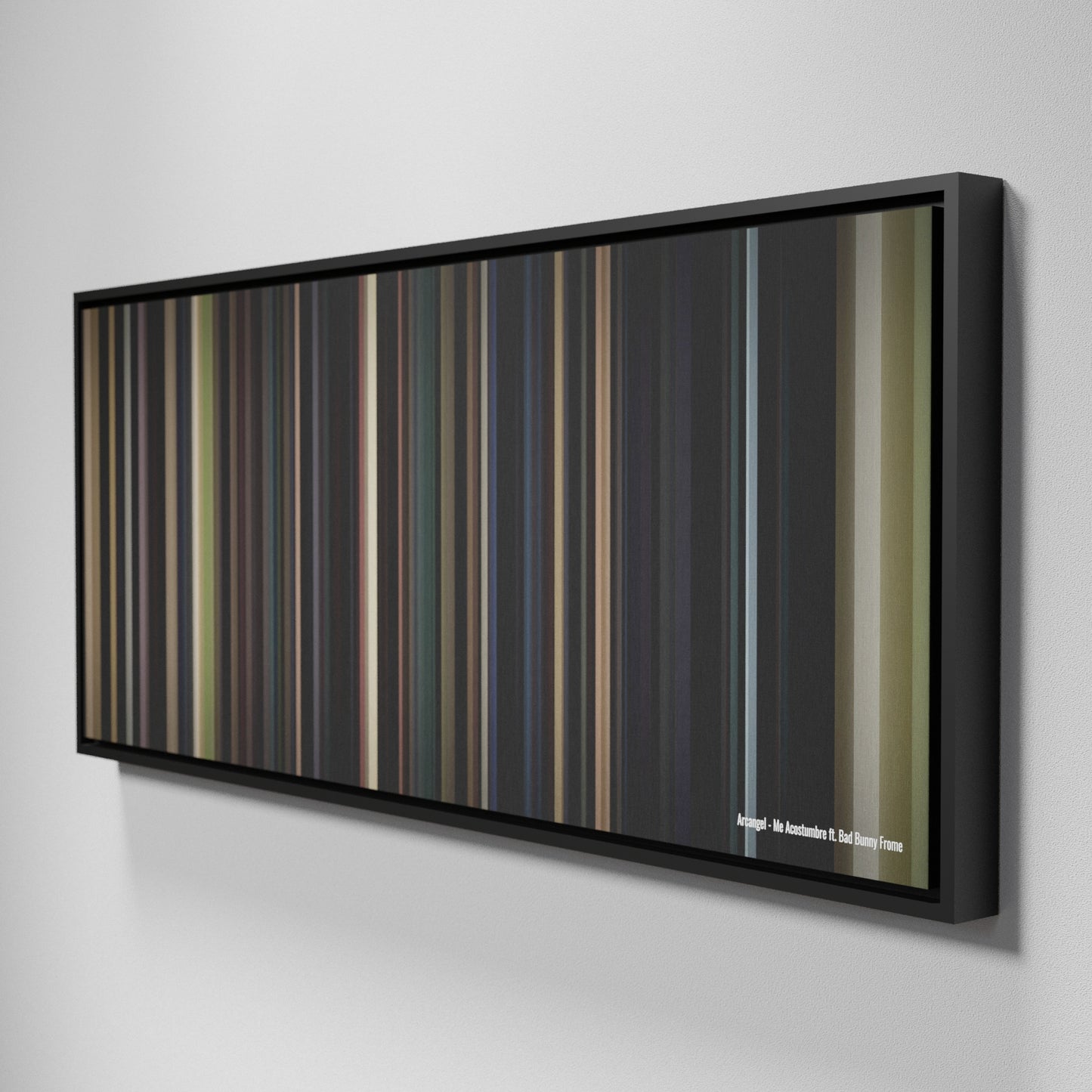 Side view of Framed Buff's of Arcangel-Me-Acostumbre Frome on the wall