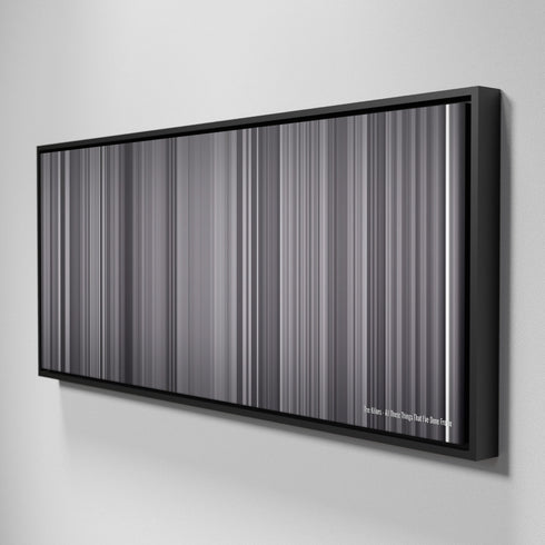 Side view of Framed Buff's of the killers - all these things that i've done Frome on the wall