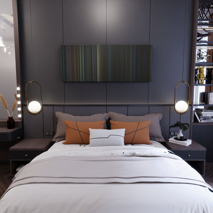 Bedroom interior with jurassic.world.fallen.kingdom Frome on the wall