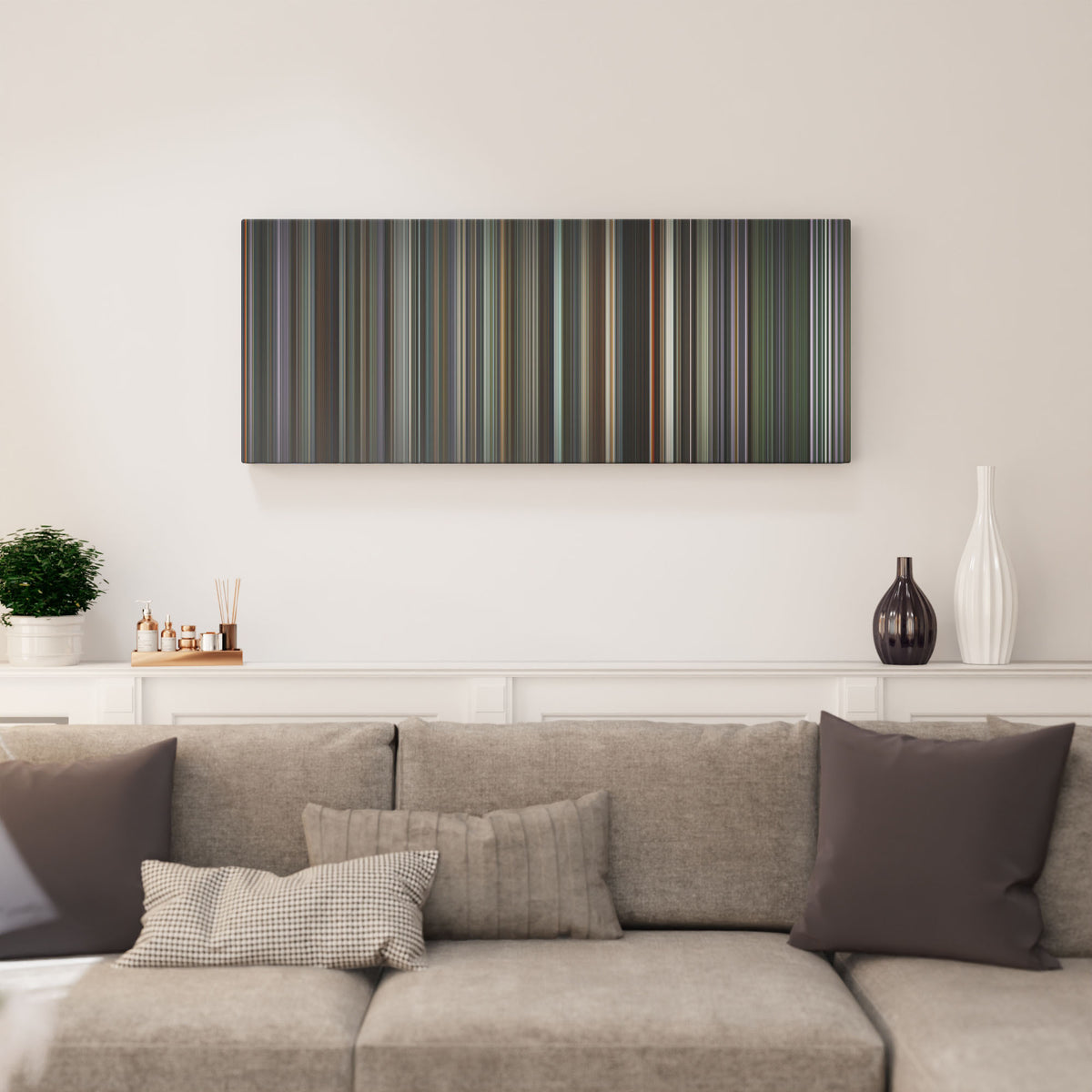 Oppenheimer canvas print in living room - film wall decor