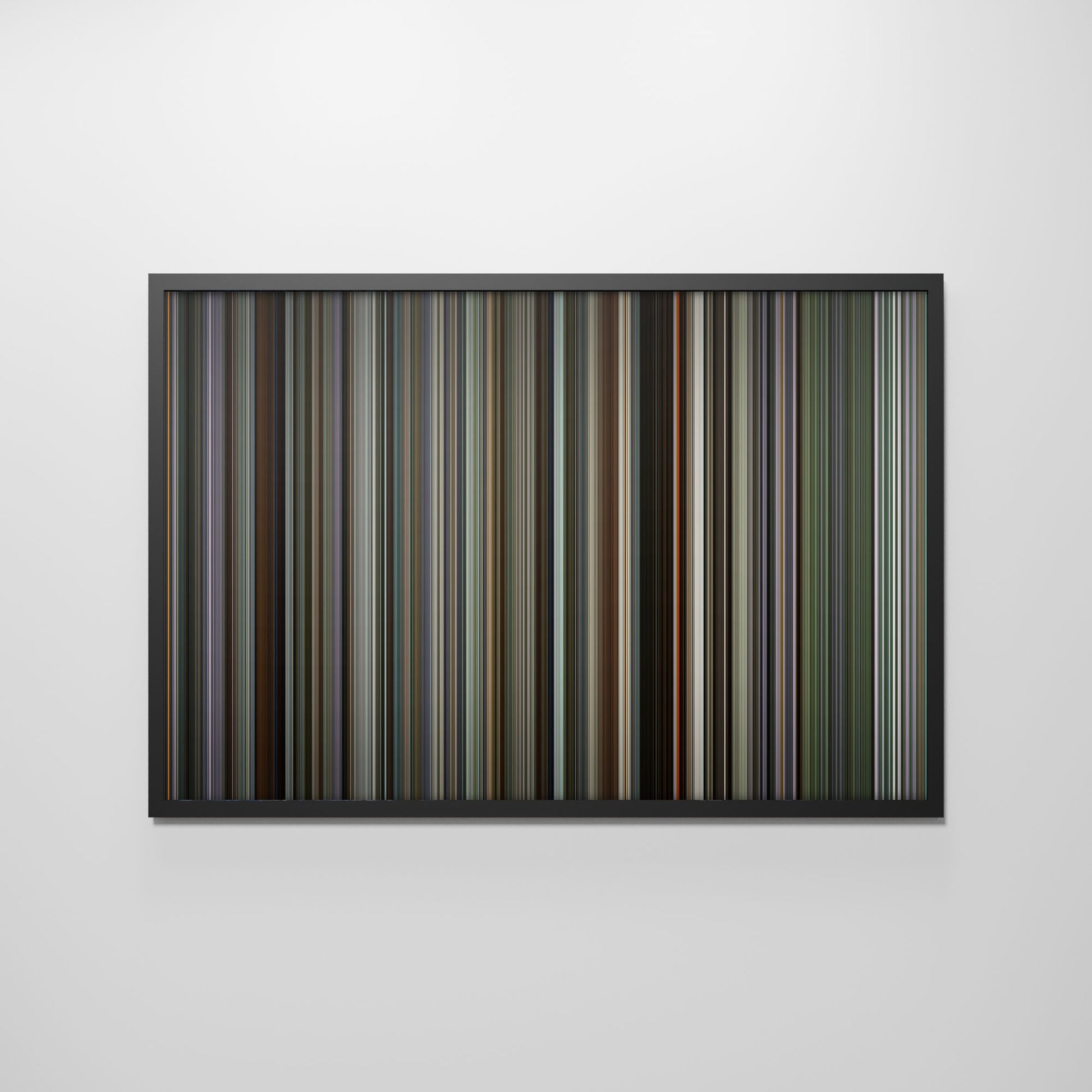 Front view of oppenheimer Frome framed poster on the wall