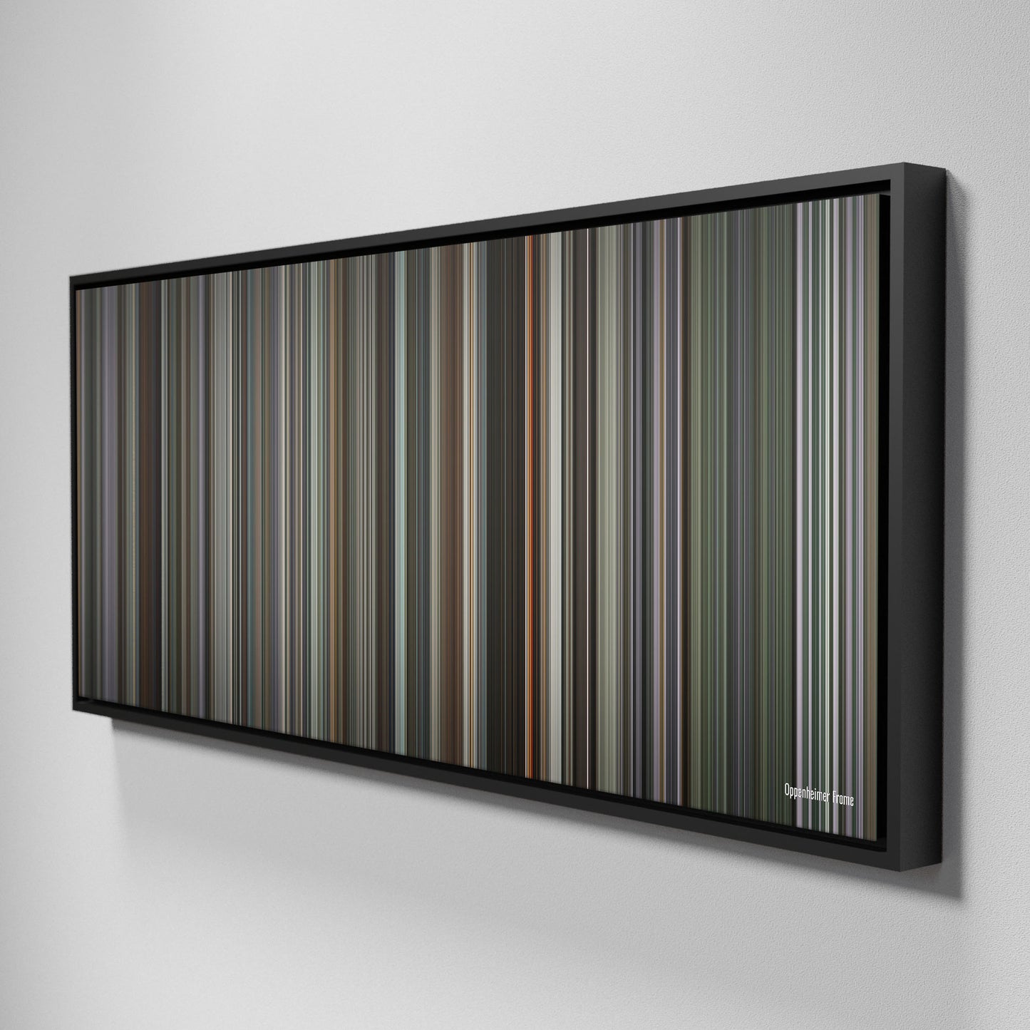 Side view of Framed Buff's of oppenheimer Frome on the wall