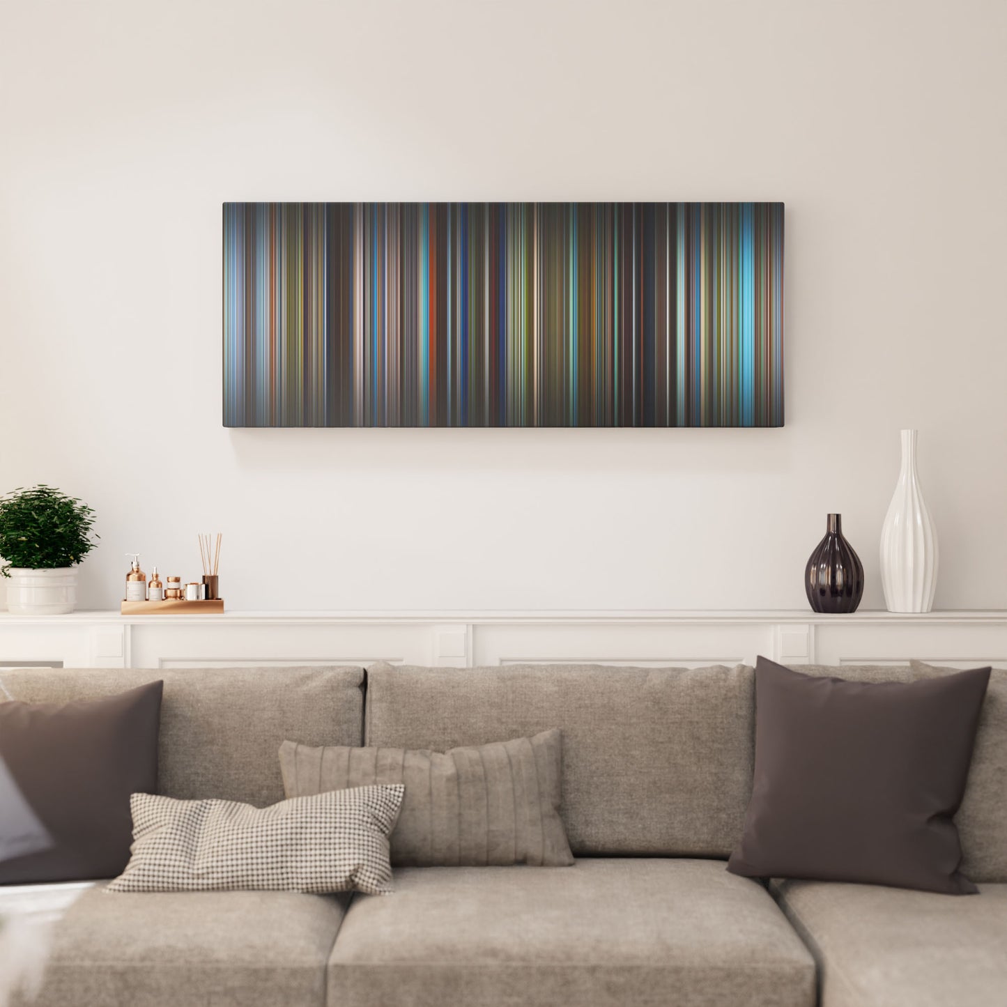 Living room interior with the_blue_lagoon Frome on the wall