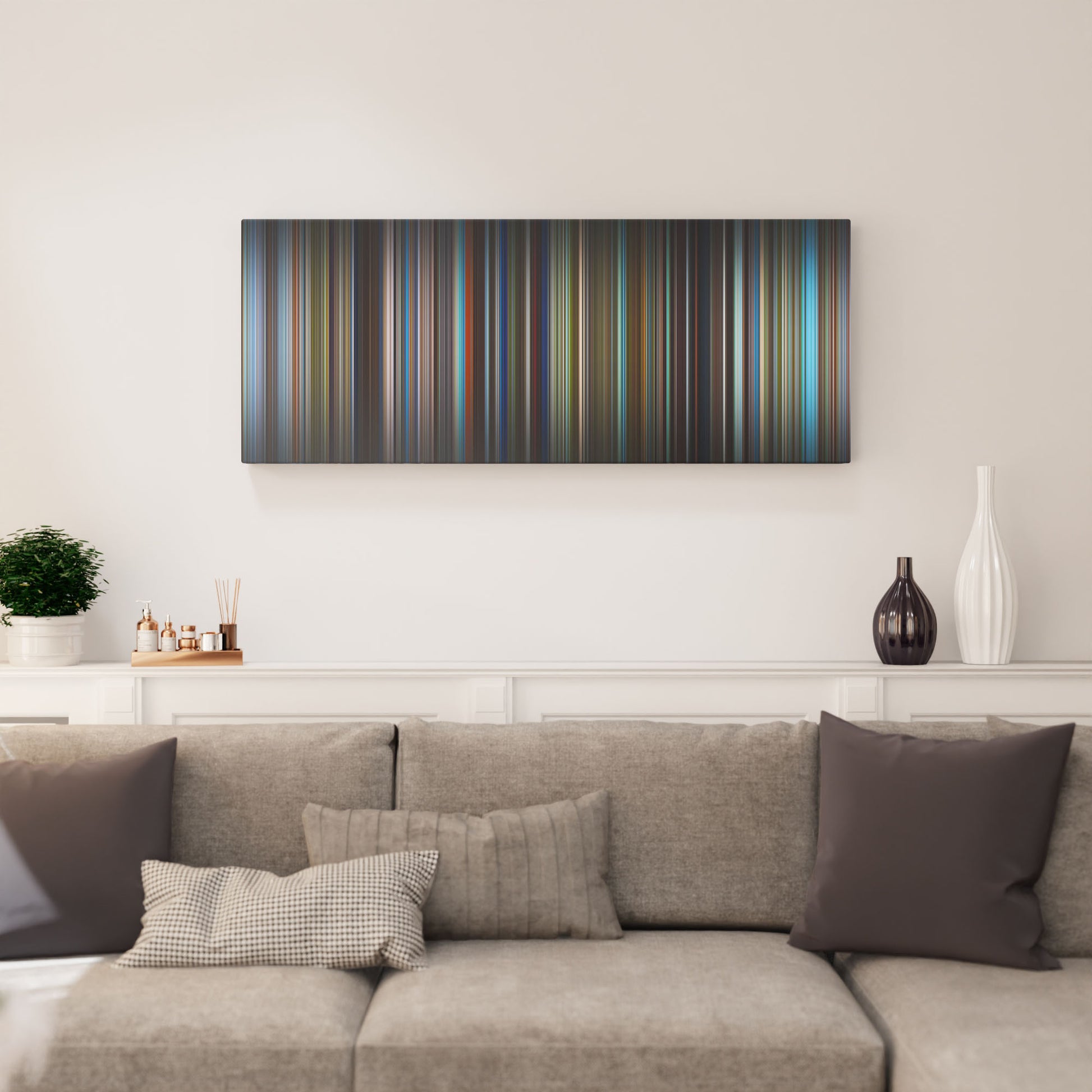 Living room interior with the_blue_lagoon Frome on the wall