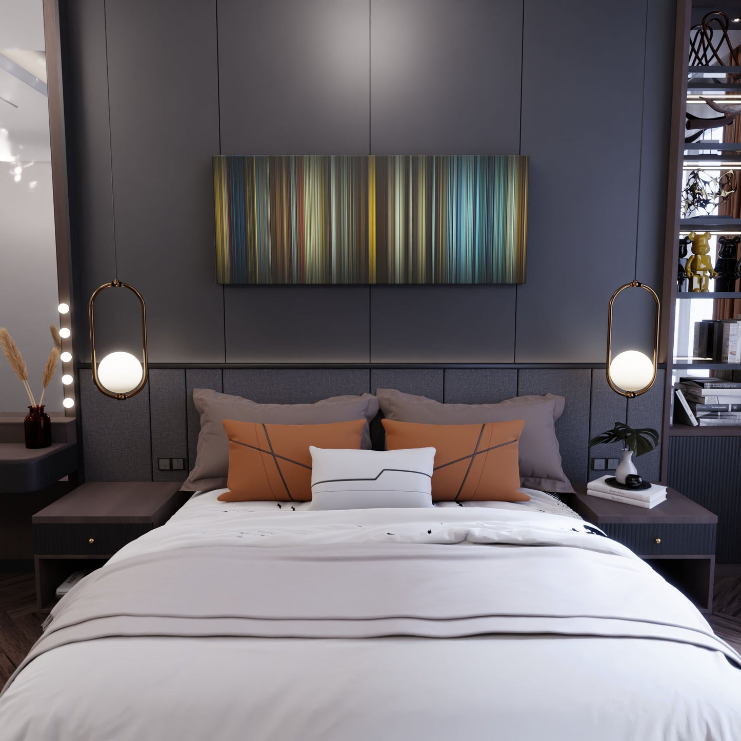 Bedroom interior with top_gun_maverick Frome on the wall