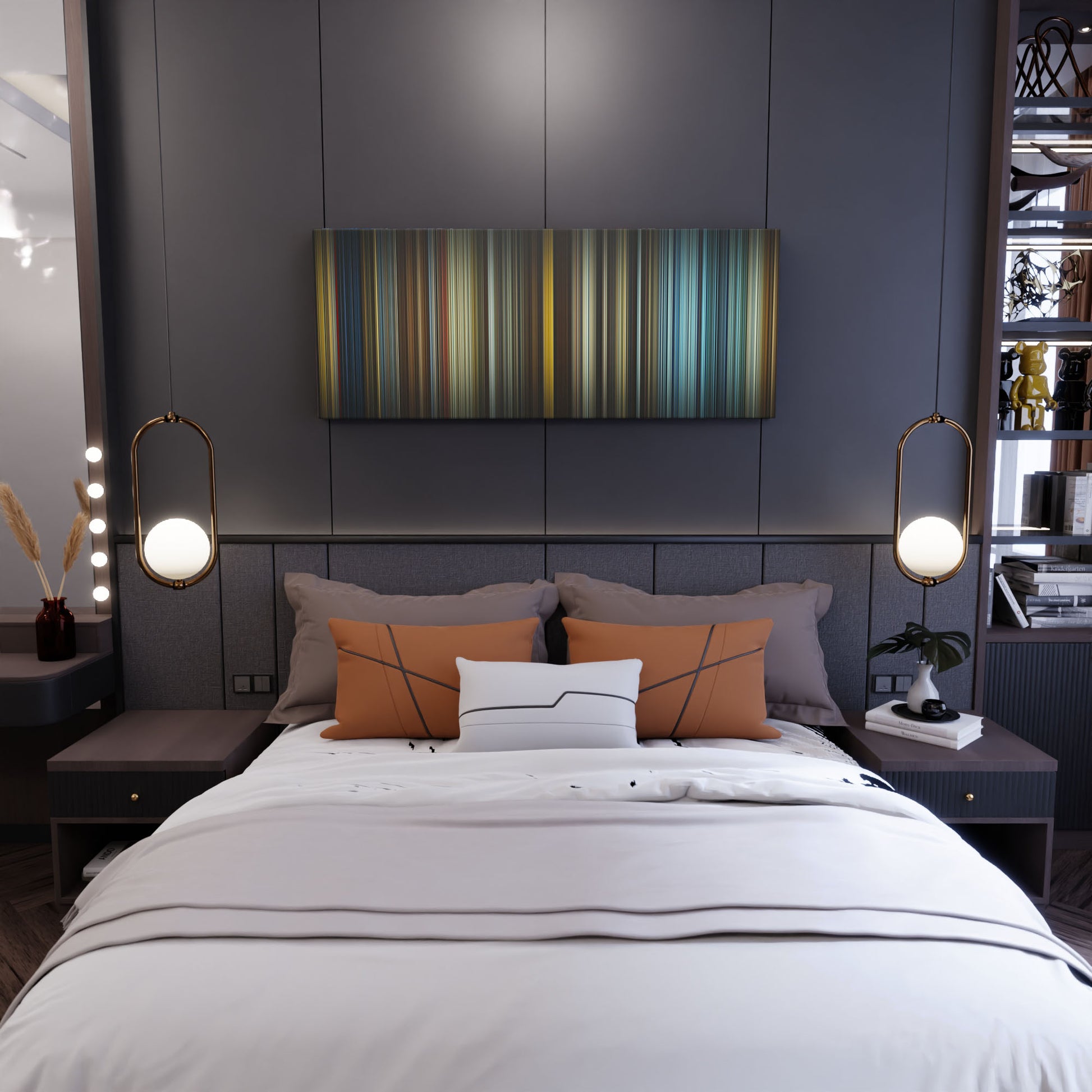 Bedroom interior with top_gun_maverick Frome on the wall