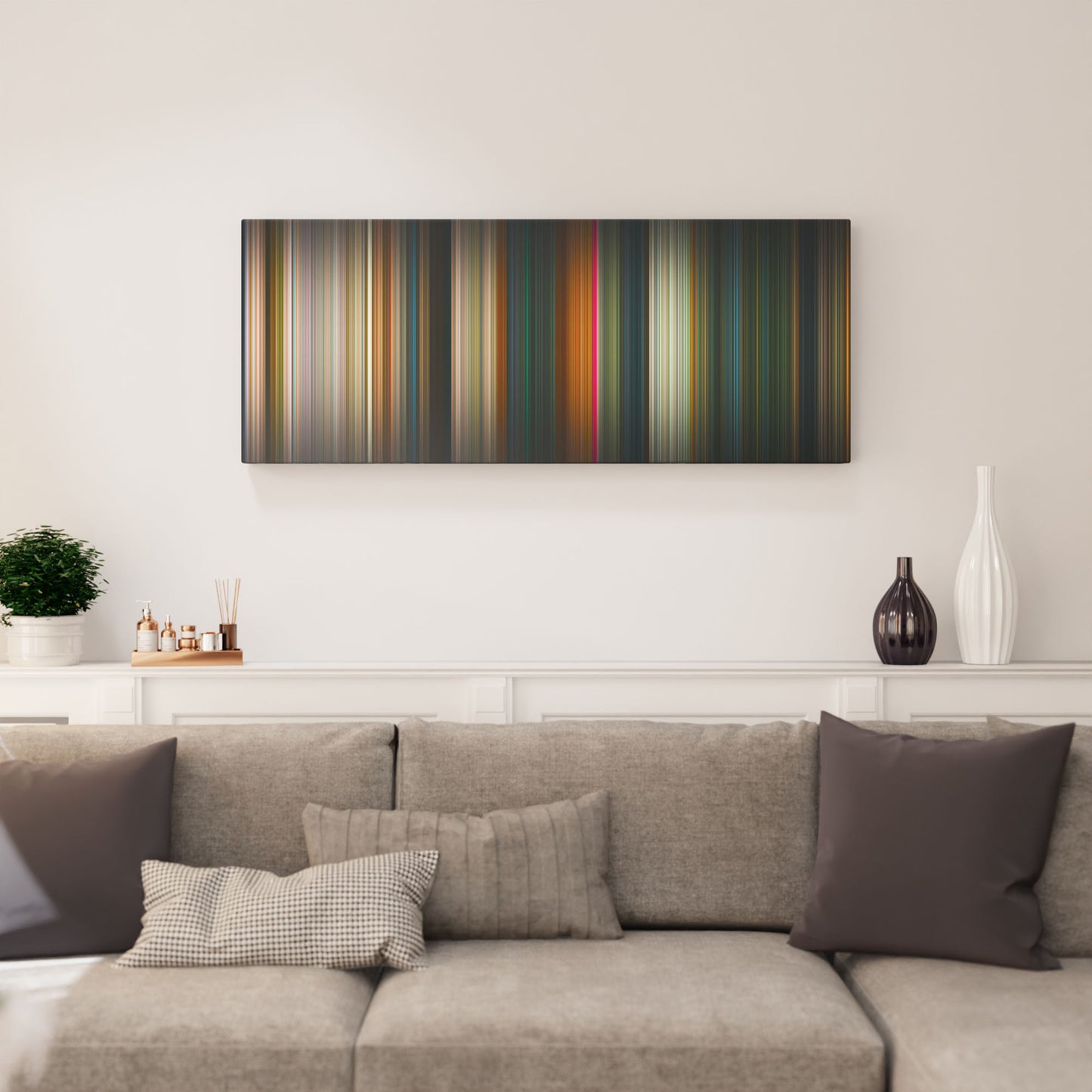 Living room interior with wicked Frome on the wall