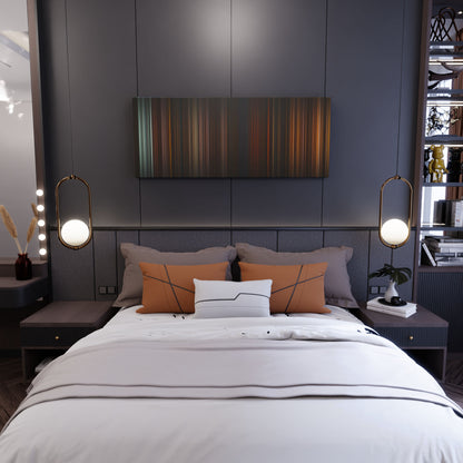 Bedroom interior with gangs_of_new_york Frome on the wall