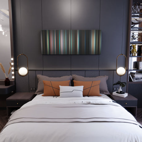 Bedroom interior with aftersun Frome on the wall