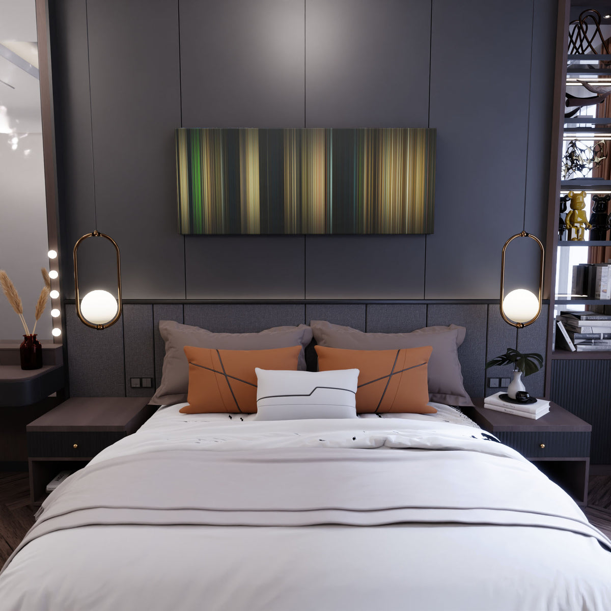 Bedroom interior with nope Frome on the wall