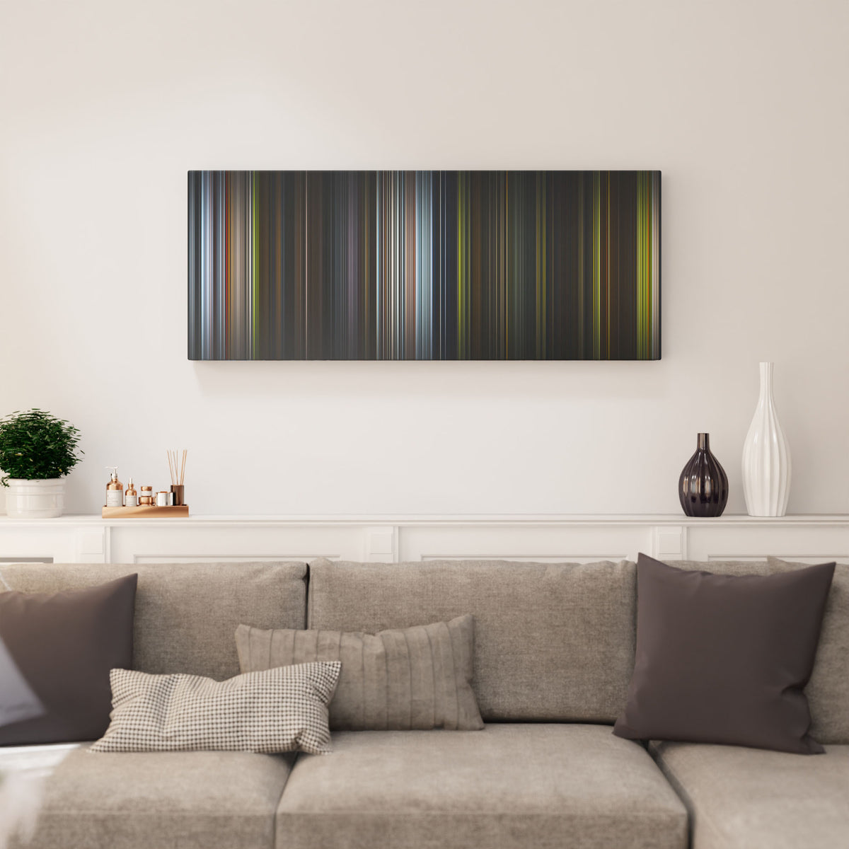 Living room interior with the_mandalorian_and_grogu Frome on the wall