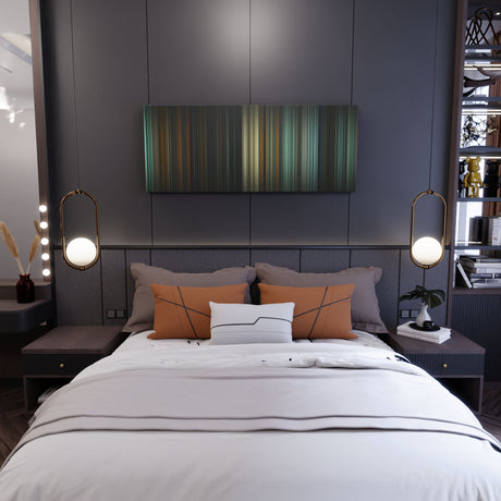 Bedroom interior with thunderbolts Frome on the wall