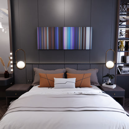 Bedroom interior with Frozen Frome on the wall