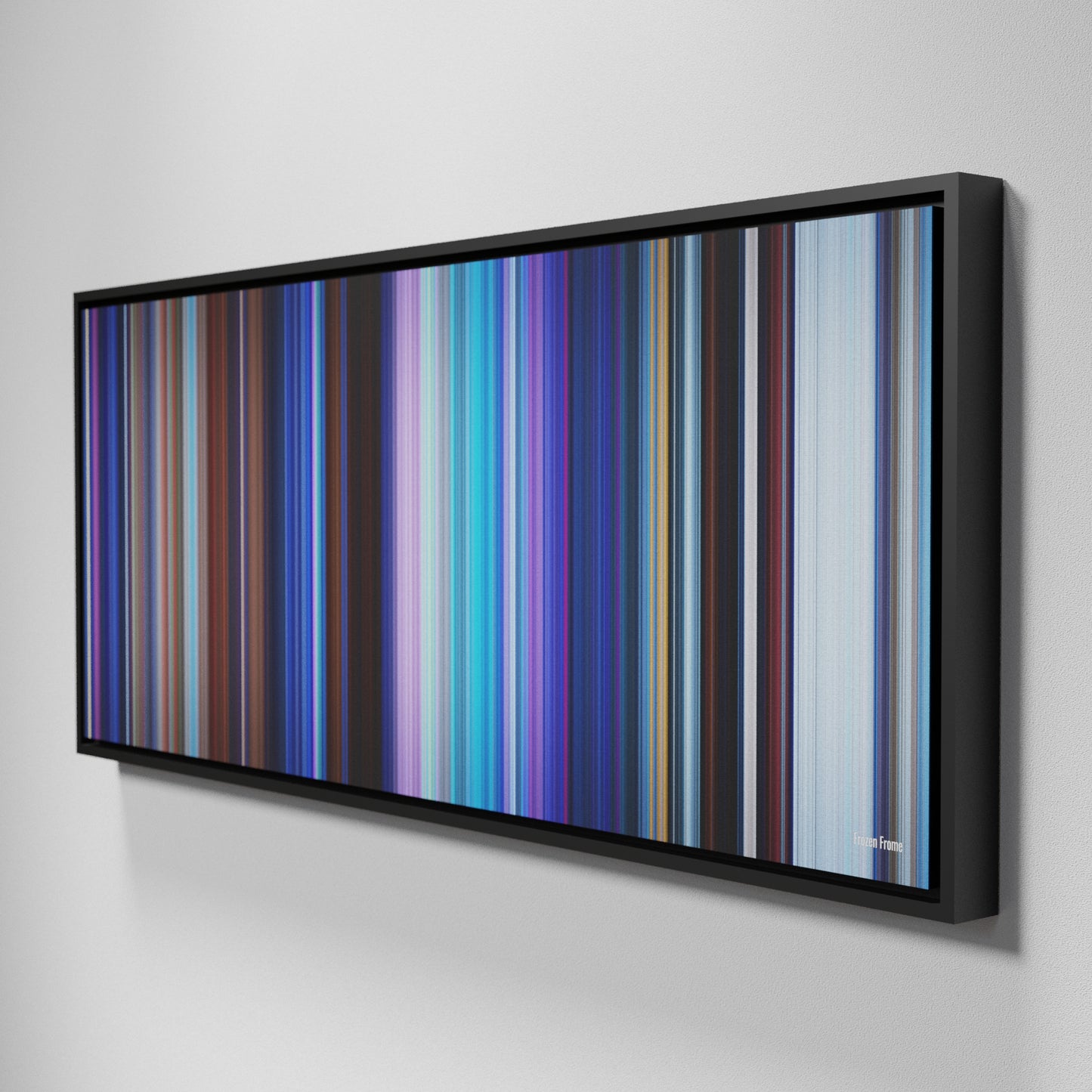 Side view of Framed Buff's of Frozen Frome on the wall