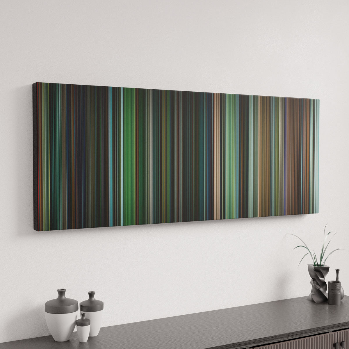 Joker canvas art in modern interior - movie color palette