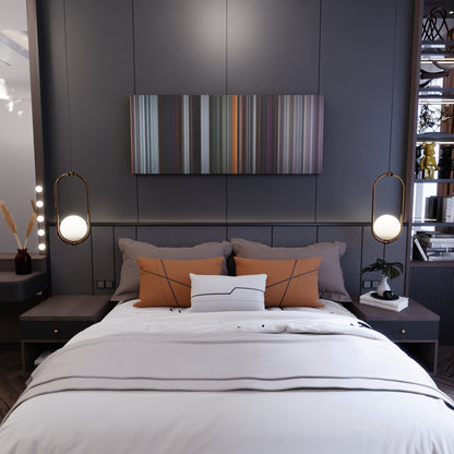 Bedroom interior with Deadpool Frome on the wall