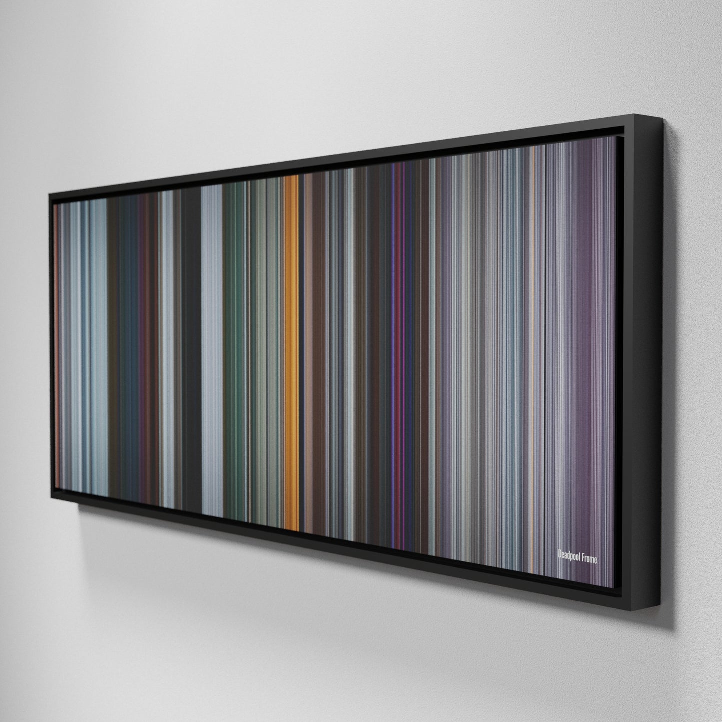 Side view of Framed Buff's of Deadpool Frome on the wall