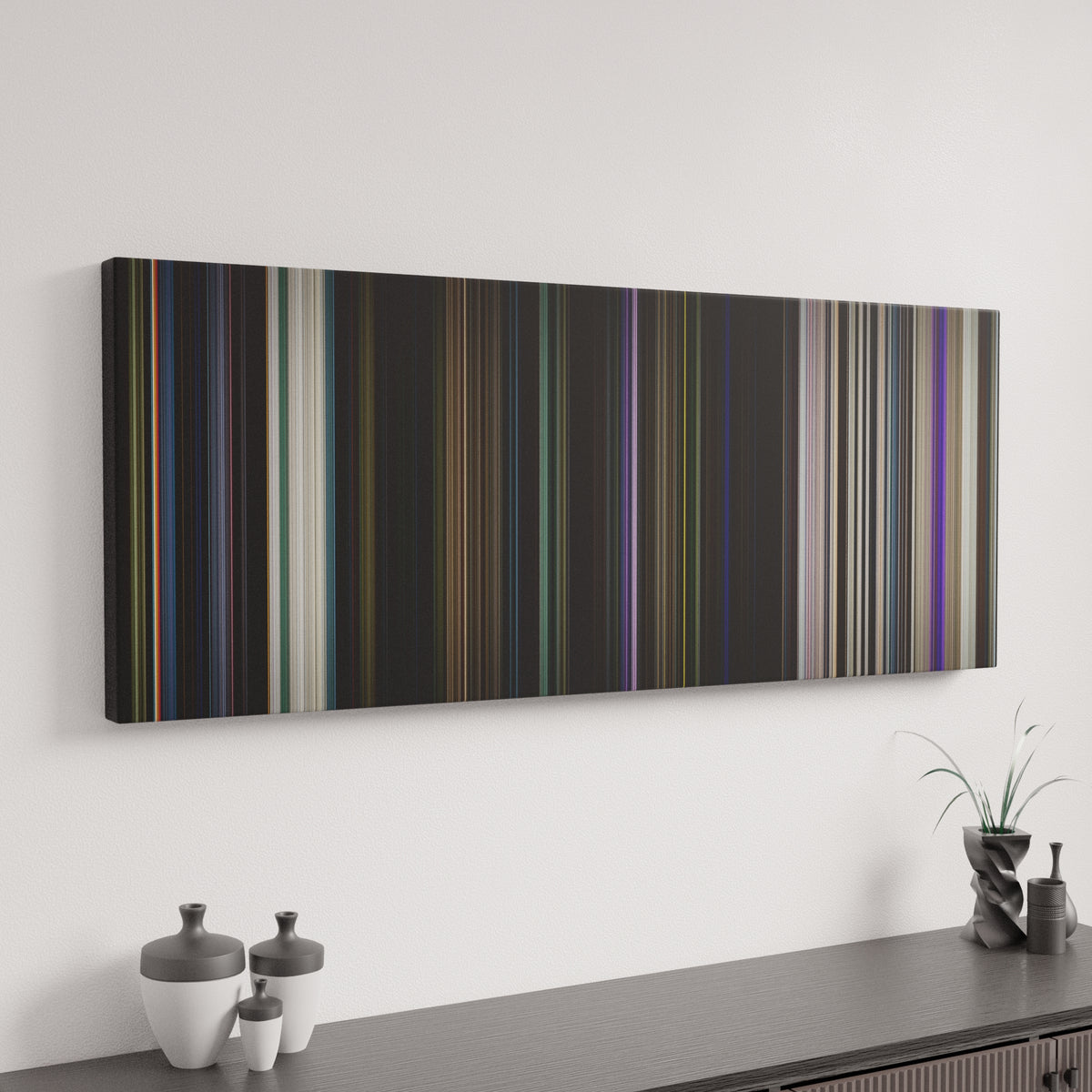 Guardians of the Galaxy canvas art in modern interior - movie color palette