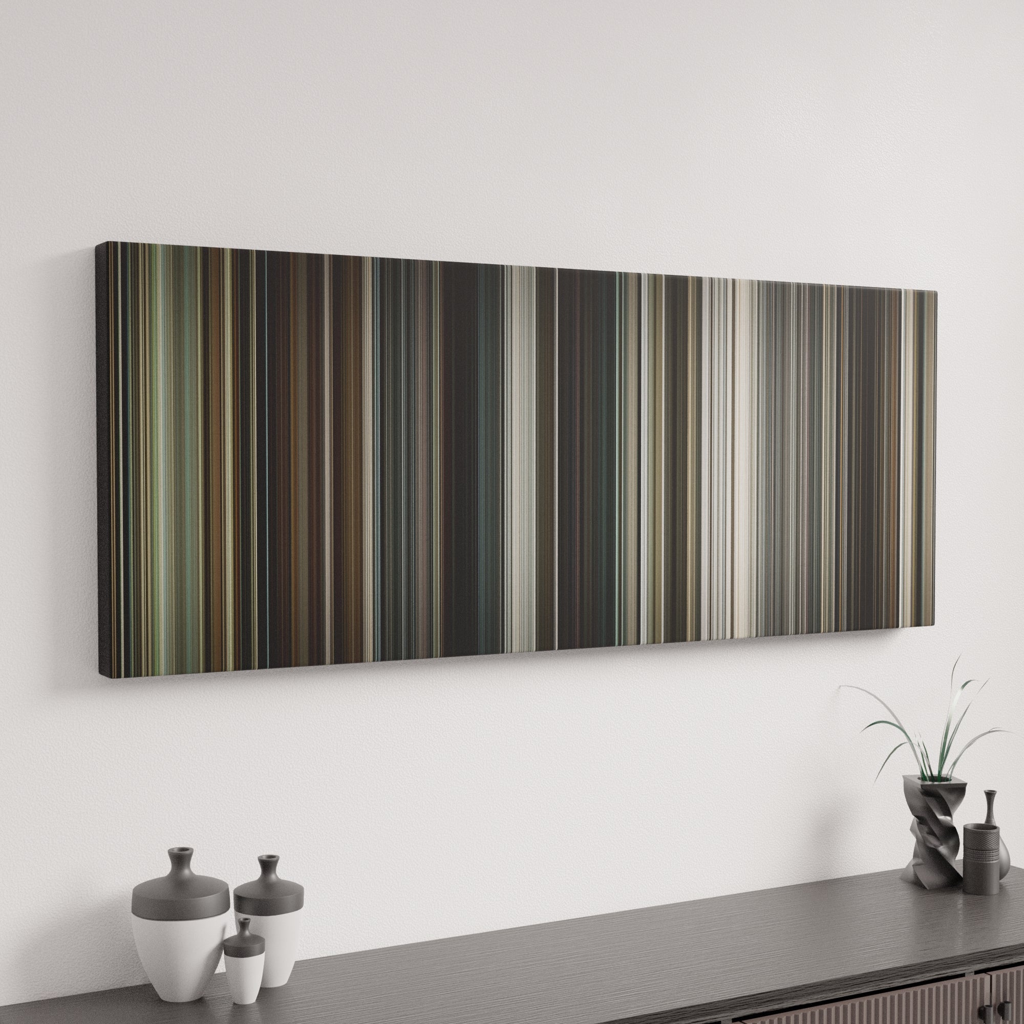 Interstellar canvas art in modern interior - movie color palette
