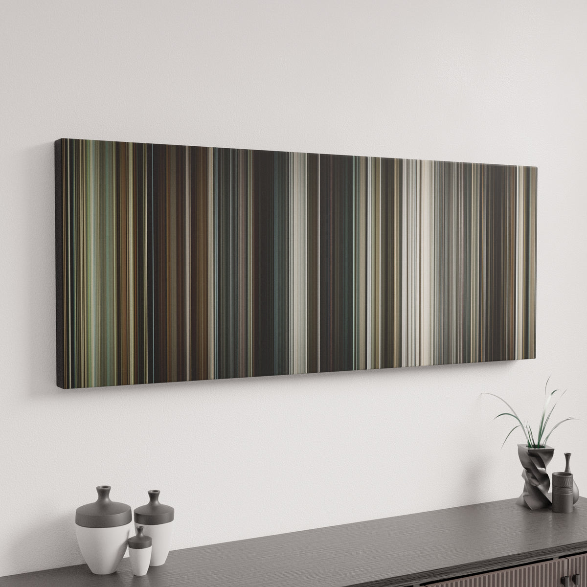 Interstellar canvas art in modern interior - movie color palette