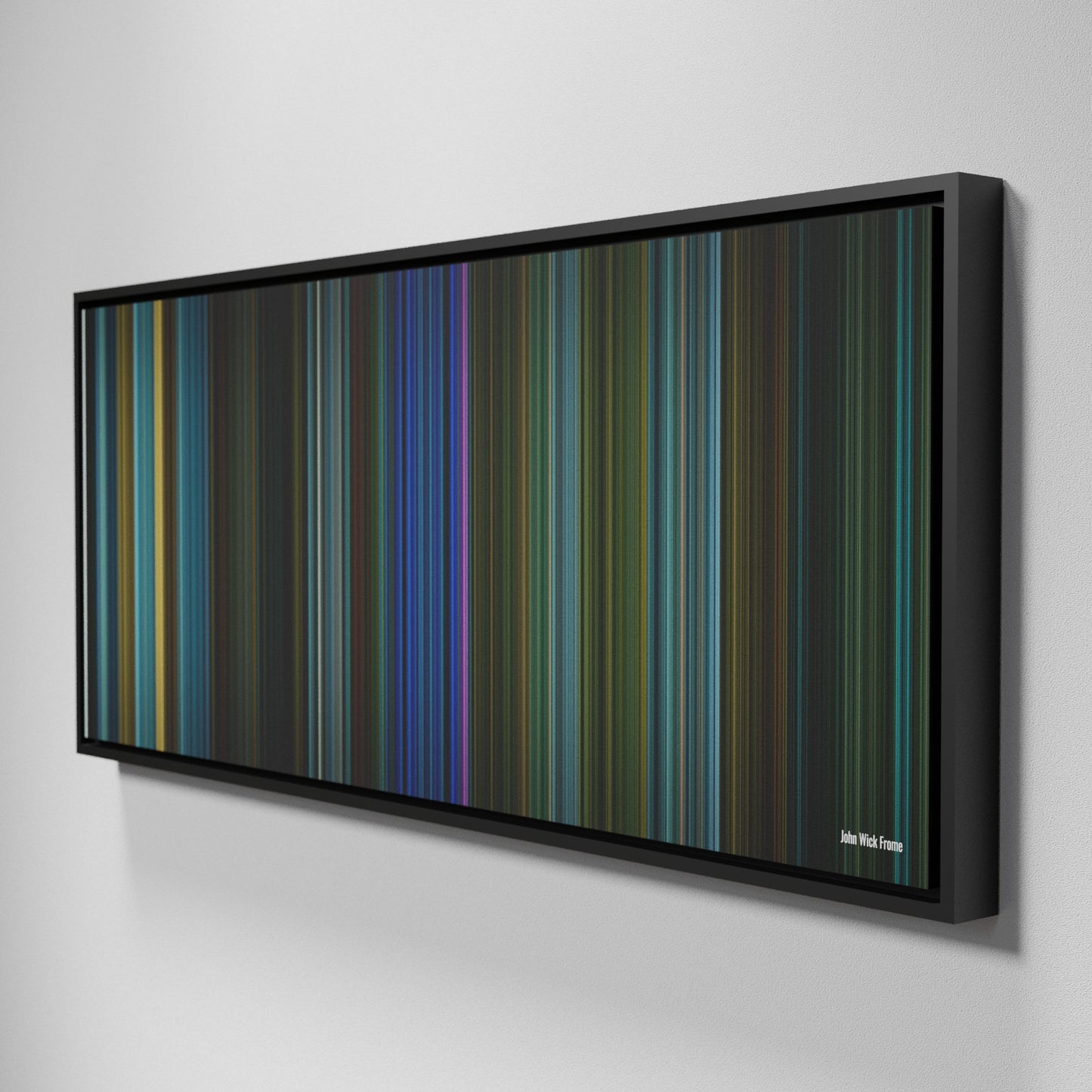 Side view of Framed Buff's of John Wick Frome on the wall