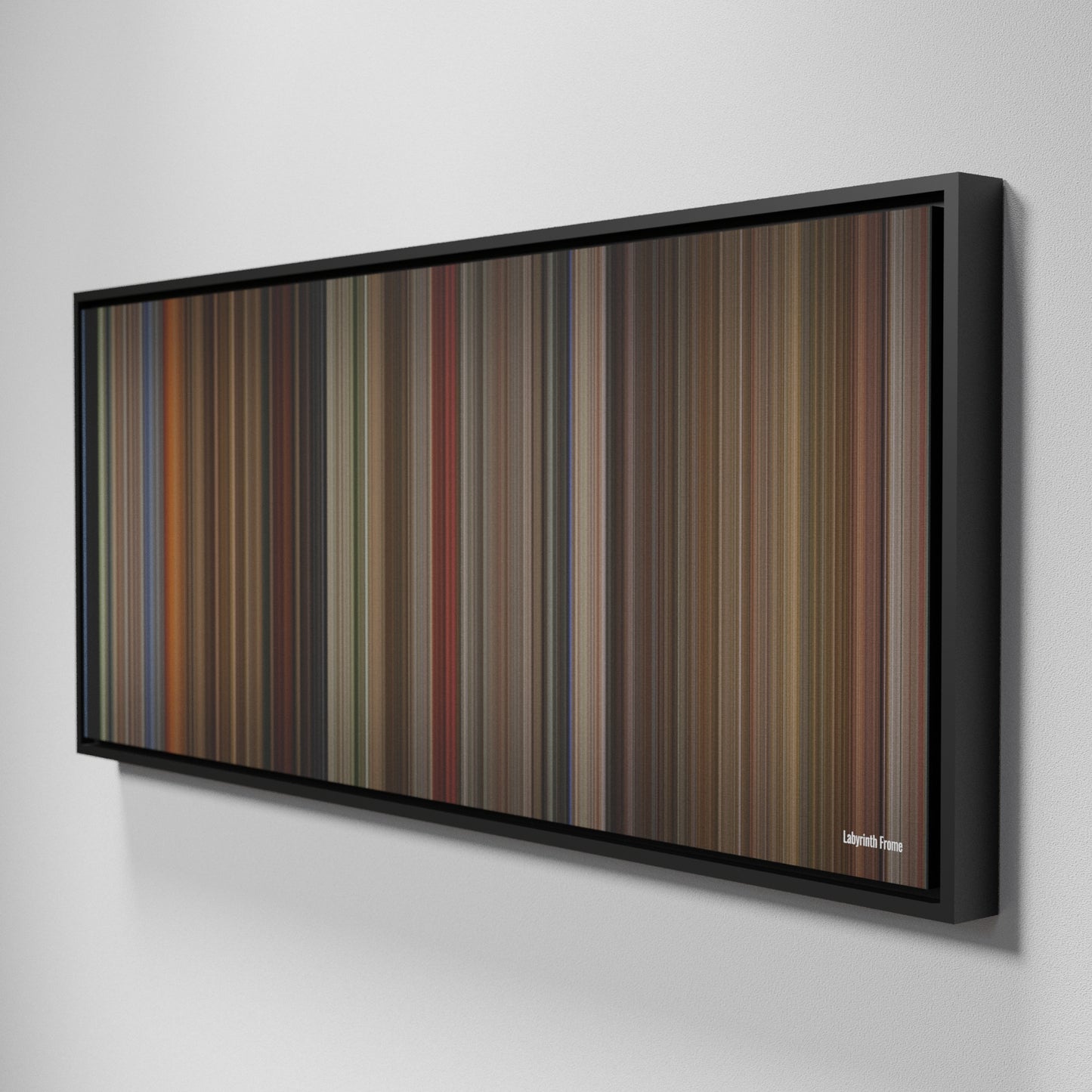 Side view of Framed Buff's of Labyrinth Frome on the wall