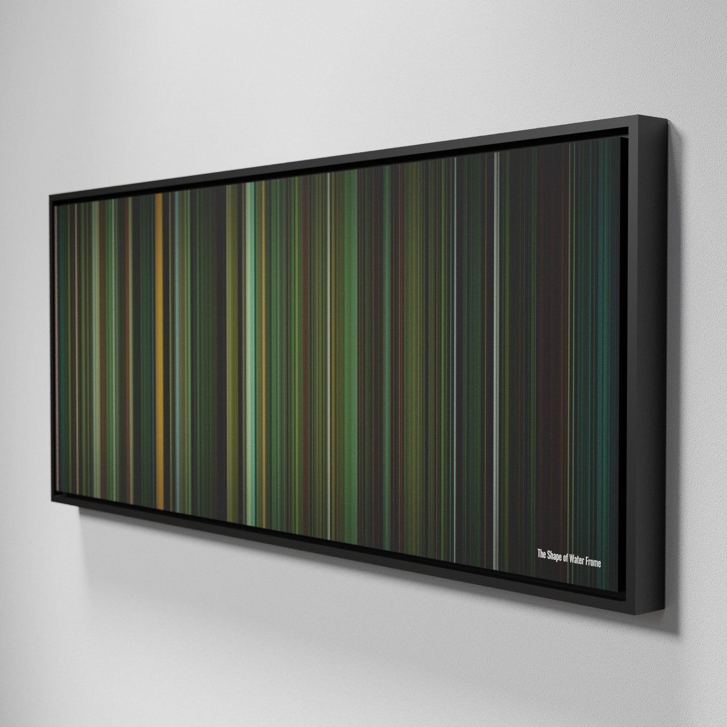 Side view of Framed Buff's of The Shape of Water Frome on the wall