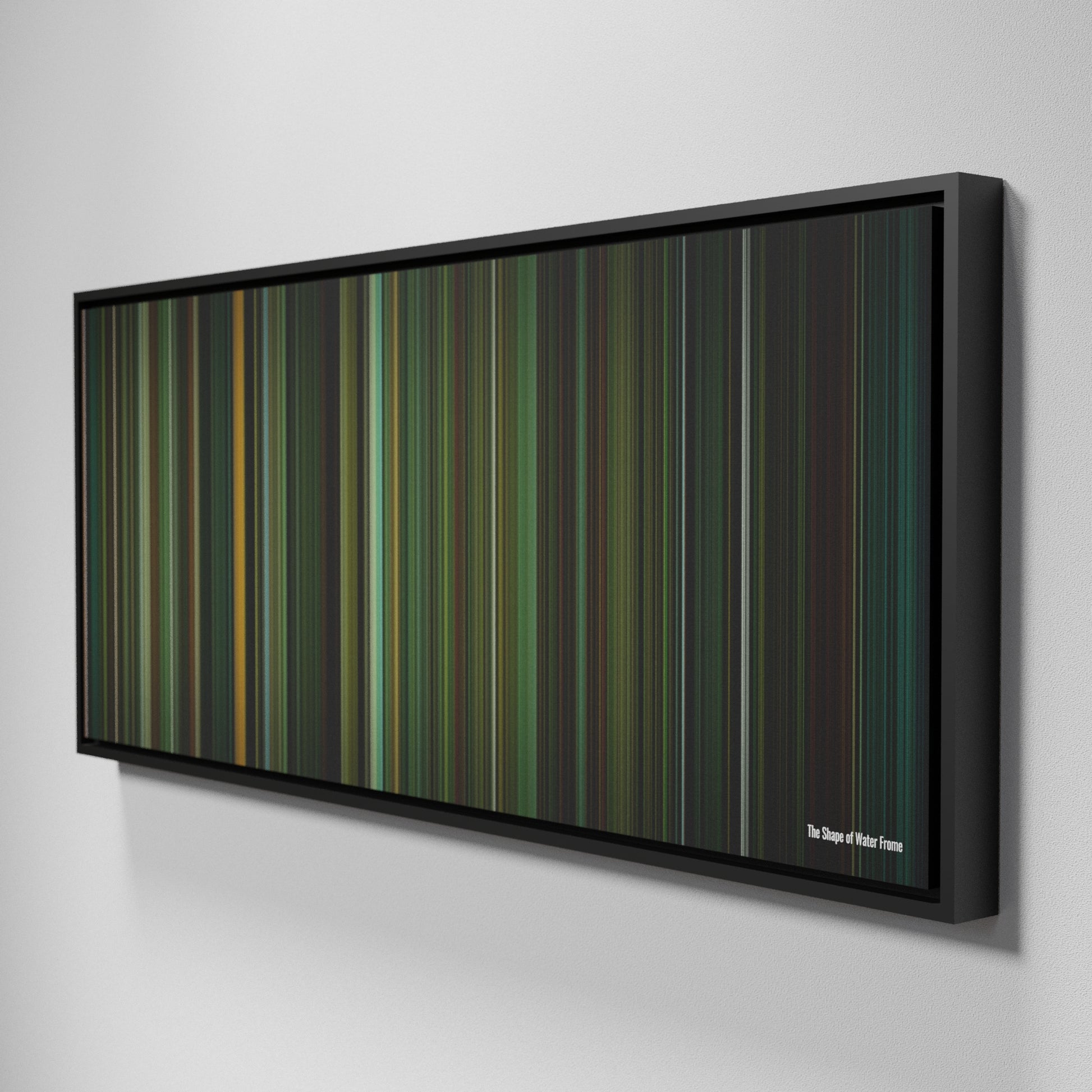 Side view of Framed Buff's of The Shape of Water Frome on the wall