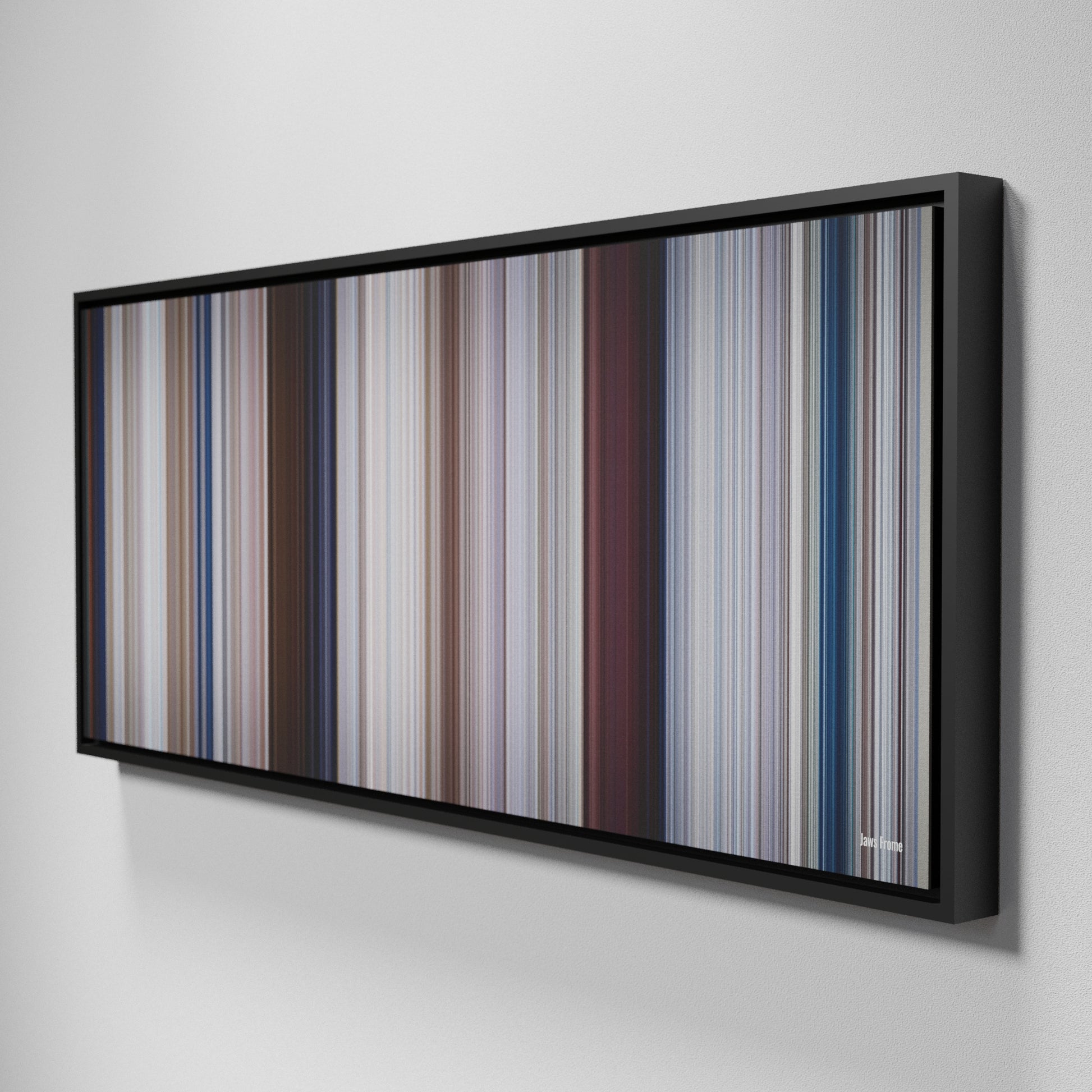 Side view of Framed Buff's of Jaws Frome on the wall