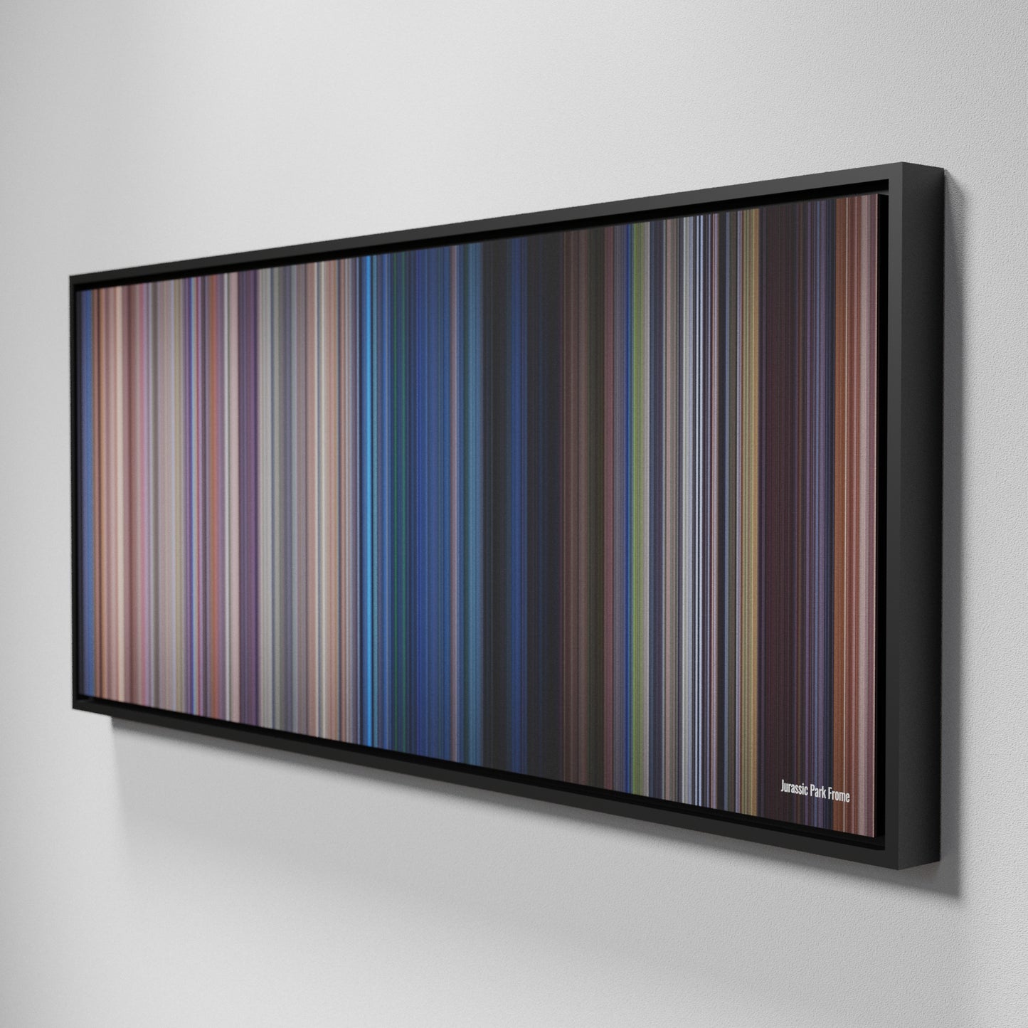 Side view of Framed Buff's of Jurassic Park Frome on the wall