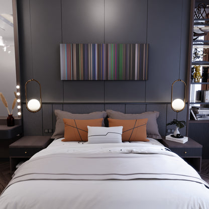 Bedroom interior with La La Land Frome on the wall