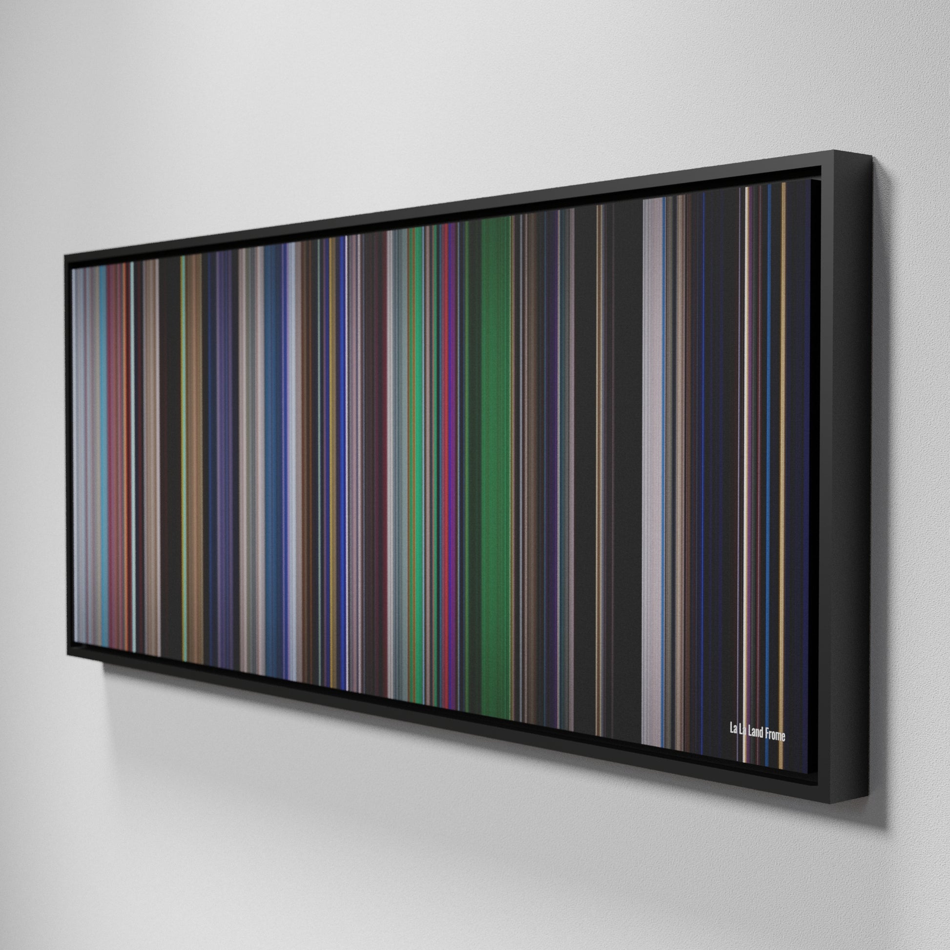 Side view of Framed Buff's of La La Land Frome on the wall