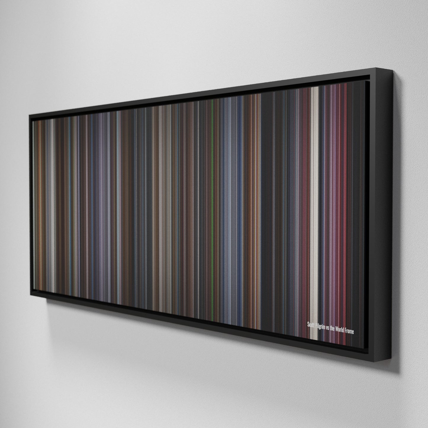 Side view of Framed Buff's of Scott Pilgrim vs. the World Frome on the wall