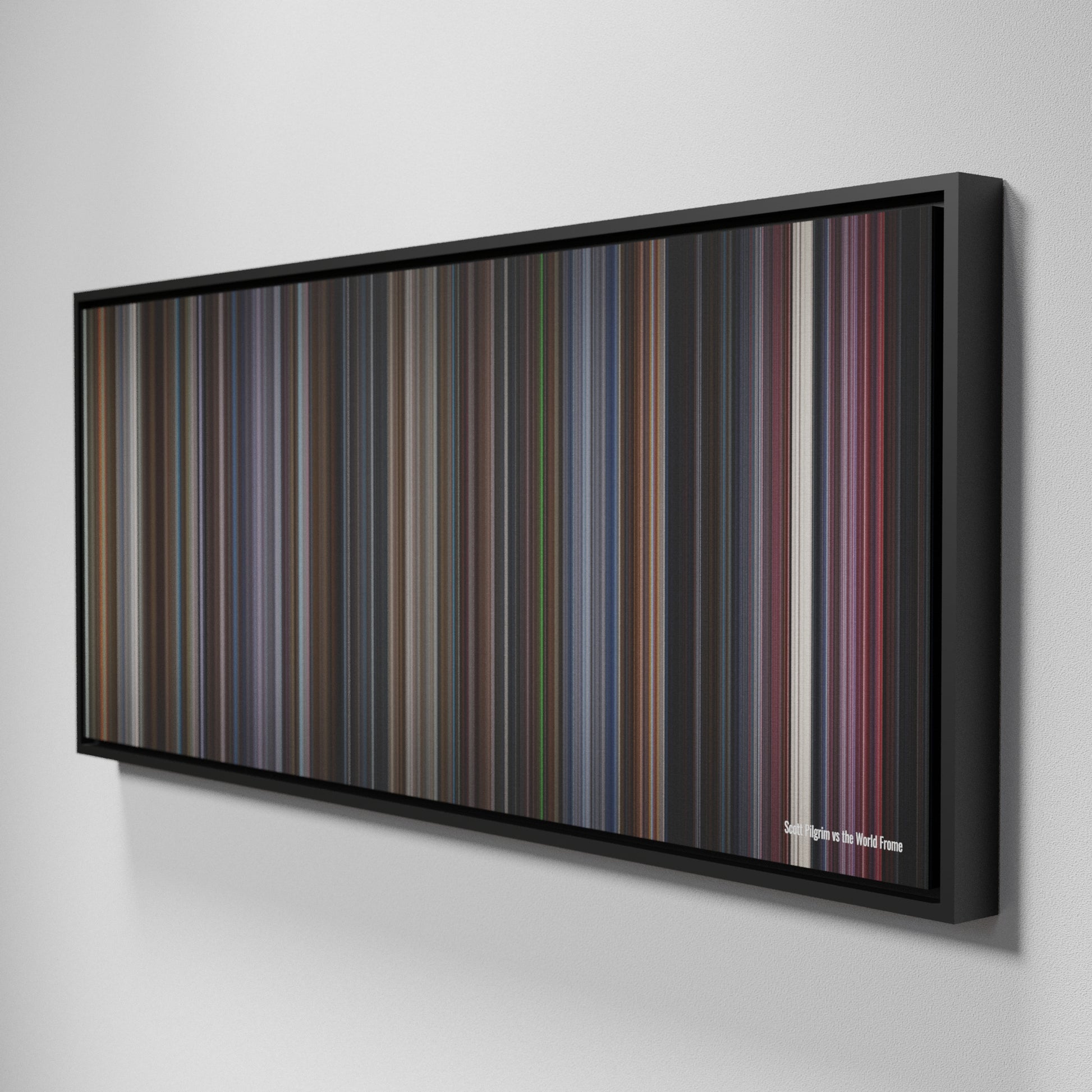 Side view of Framed Buff's of Scott Pilgrim vs. the World Frome on the wall