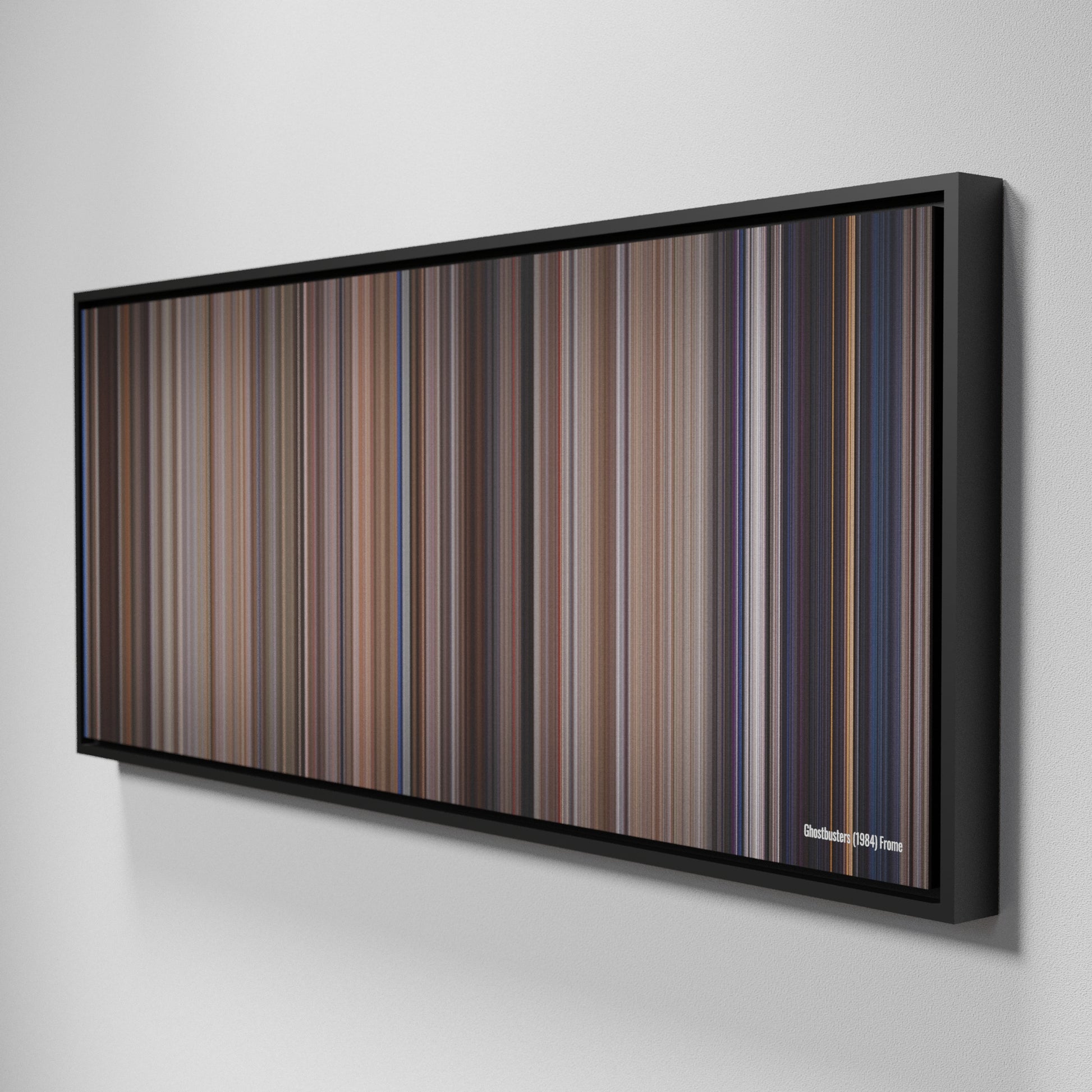 Side view of Framed Buff's of Ghostbusters Frome on the wall