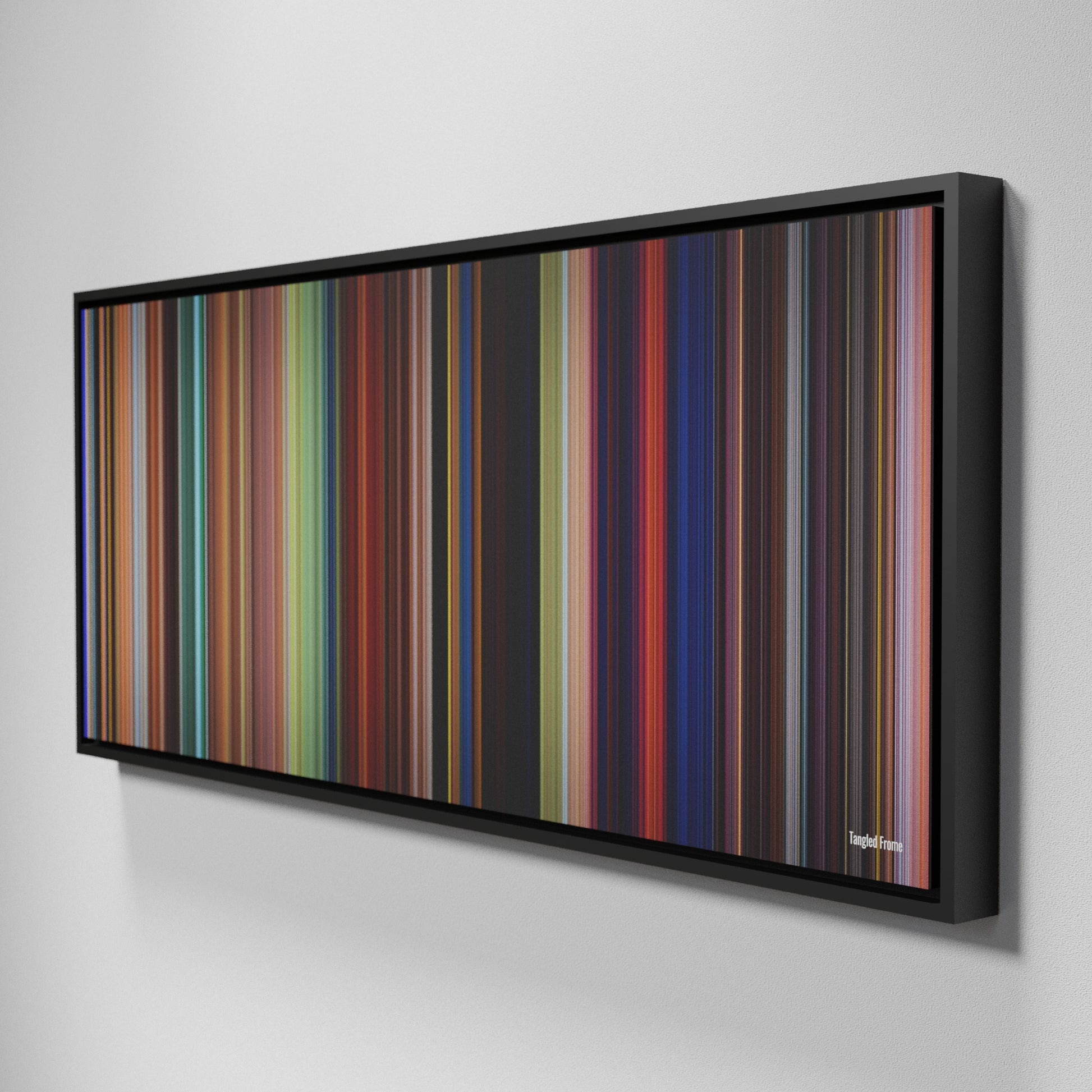 Side view of Framed Buff's of Tangled Frome on the wall