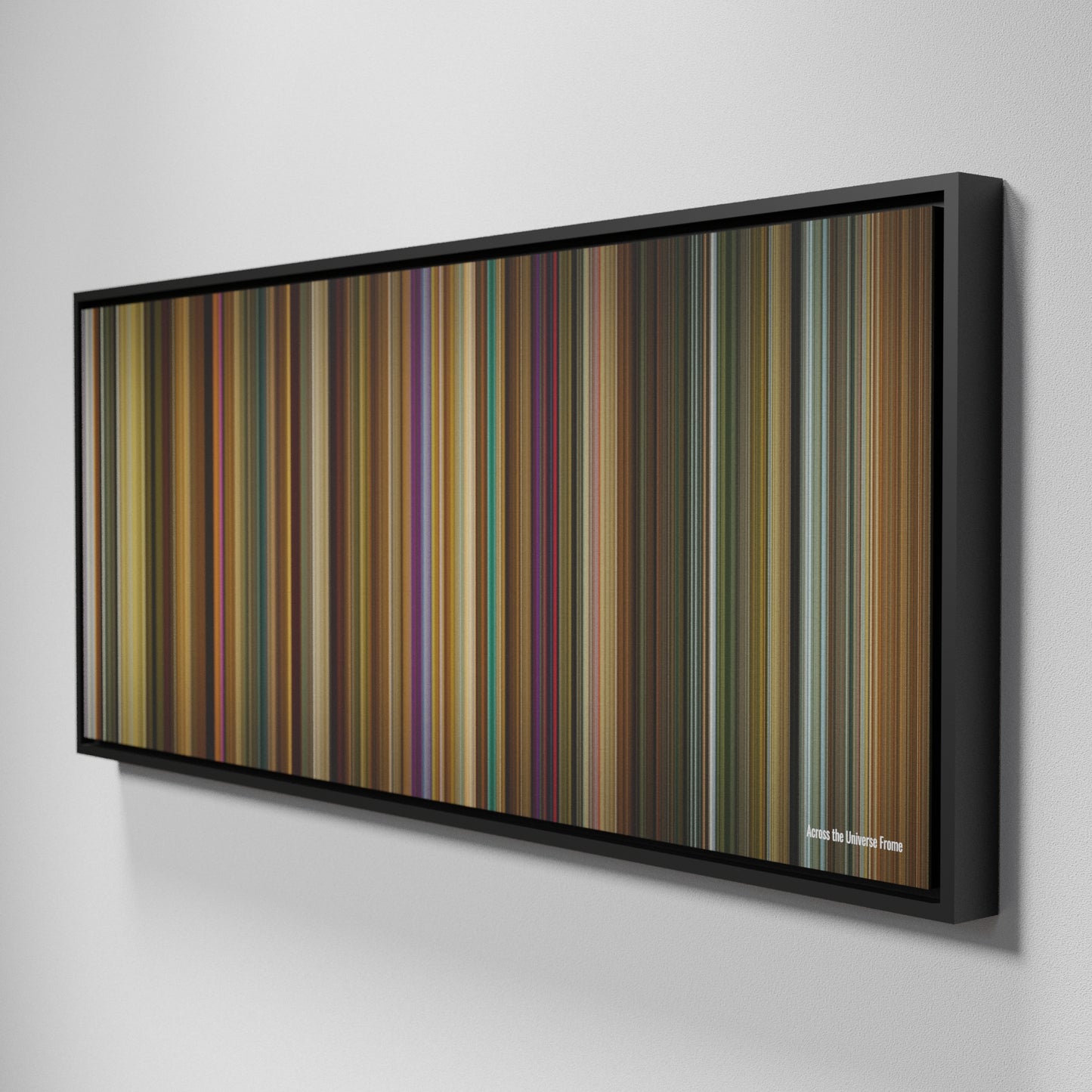 Side view of Framed Buff's of Across the Universe Frome on the wall