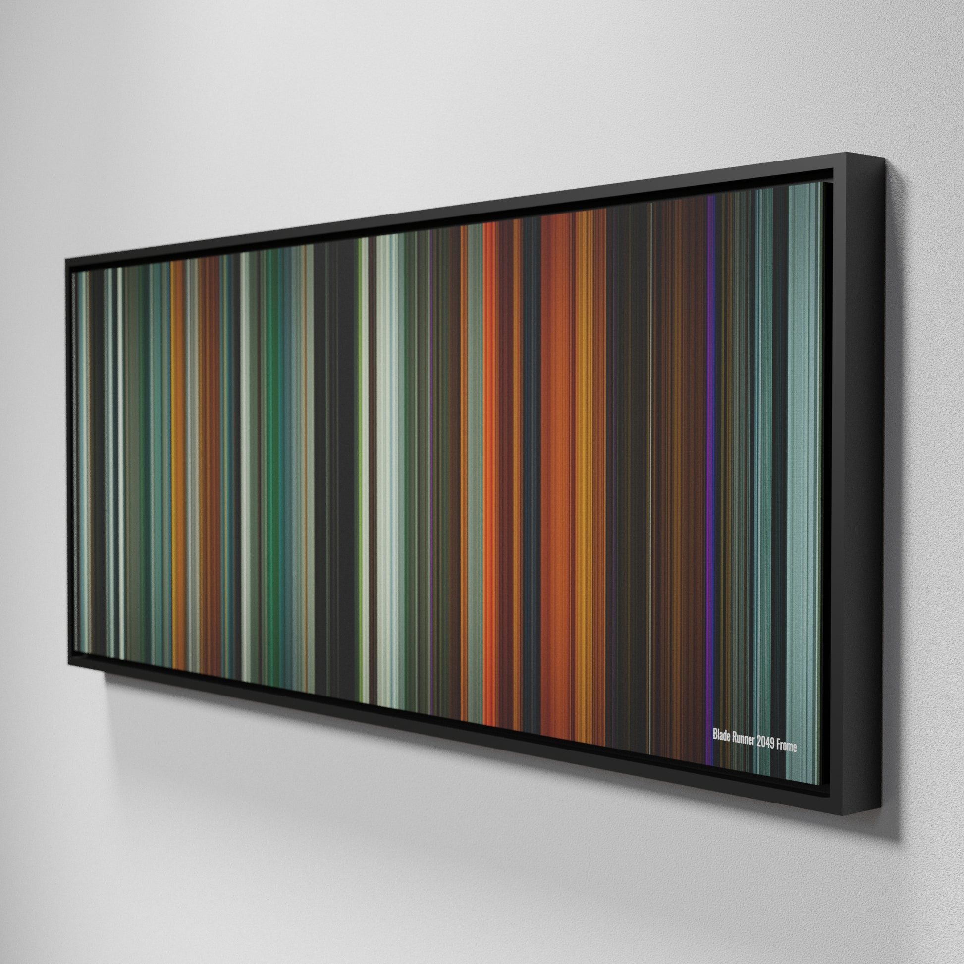 Side view of Framed Buff's of Blade Runner 2049 Frome on the wall