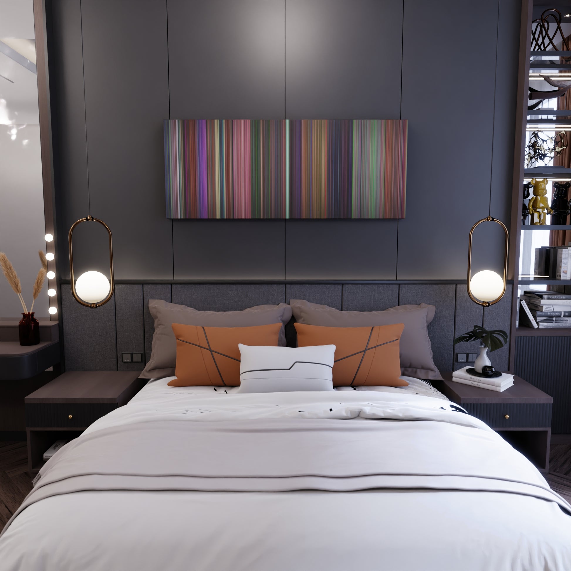 Bedroom interior with Alice in Wonderland Frome on the wall