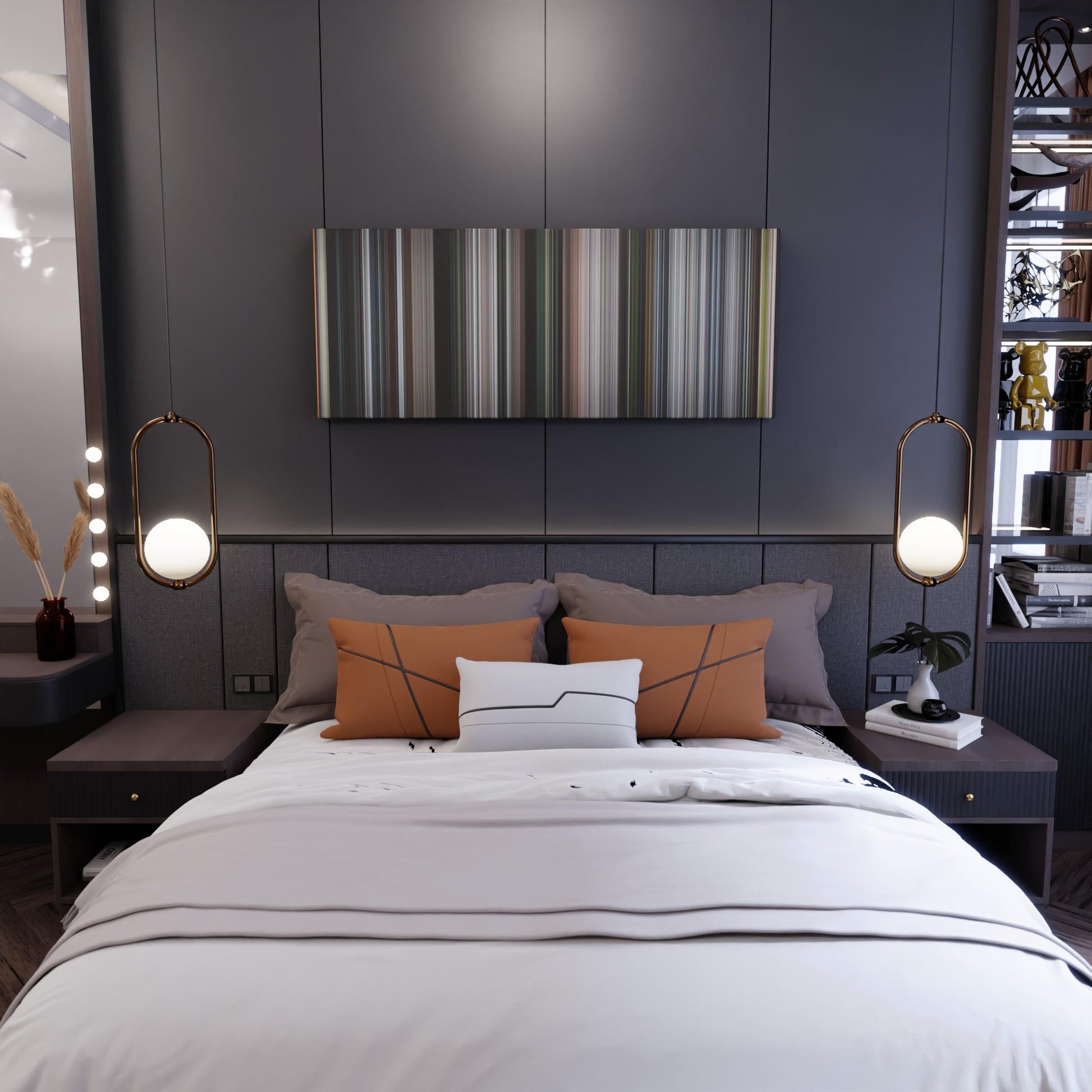 Bedroom interior with Captain America: The Winter Soldier Frome on the wall