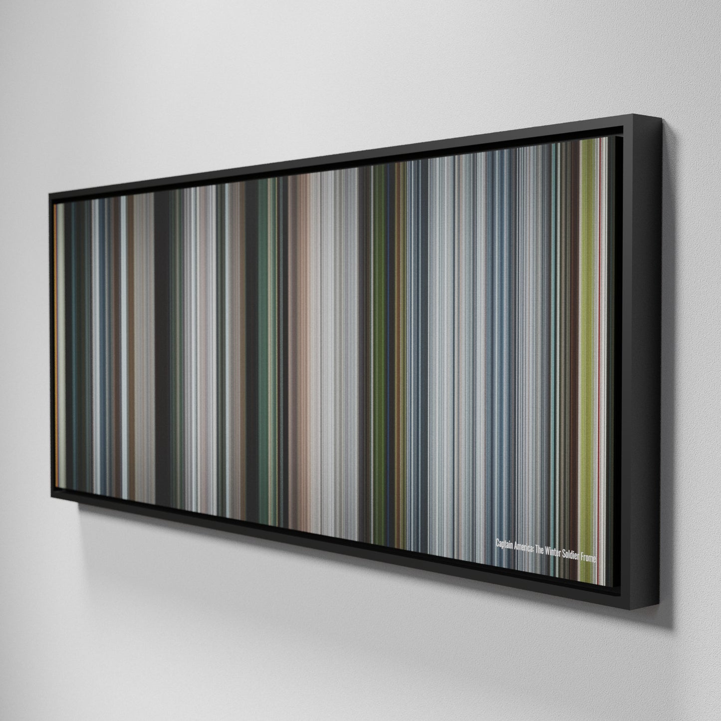 Side view of Framed Buff's of Captain America: The Winter Soldier Frome on the wall