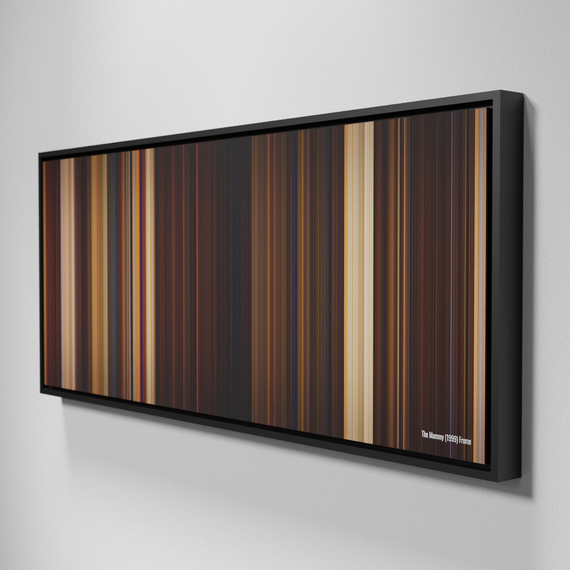 Side view of Framed Buff's of The Mummy Frome on the wall